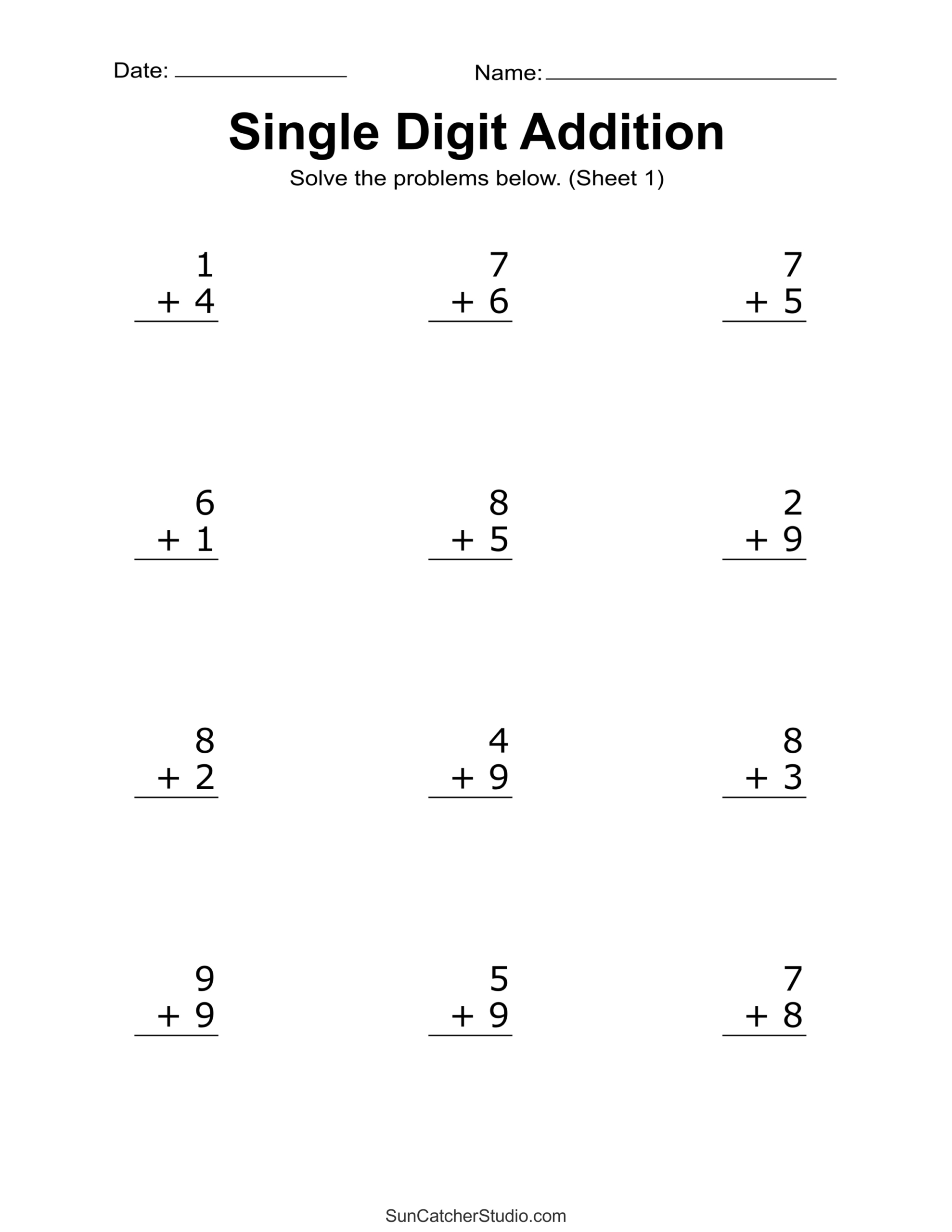 Addition Worksheets (Free Printable Easy Math Problems) – Diy - Free Printable Addition And Subtraction Worksheets For 4Th Grade