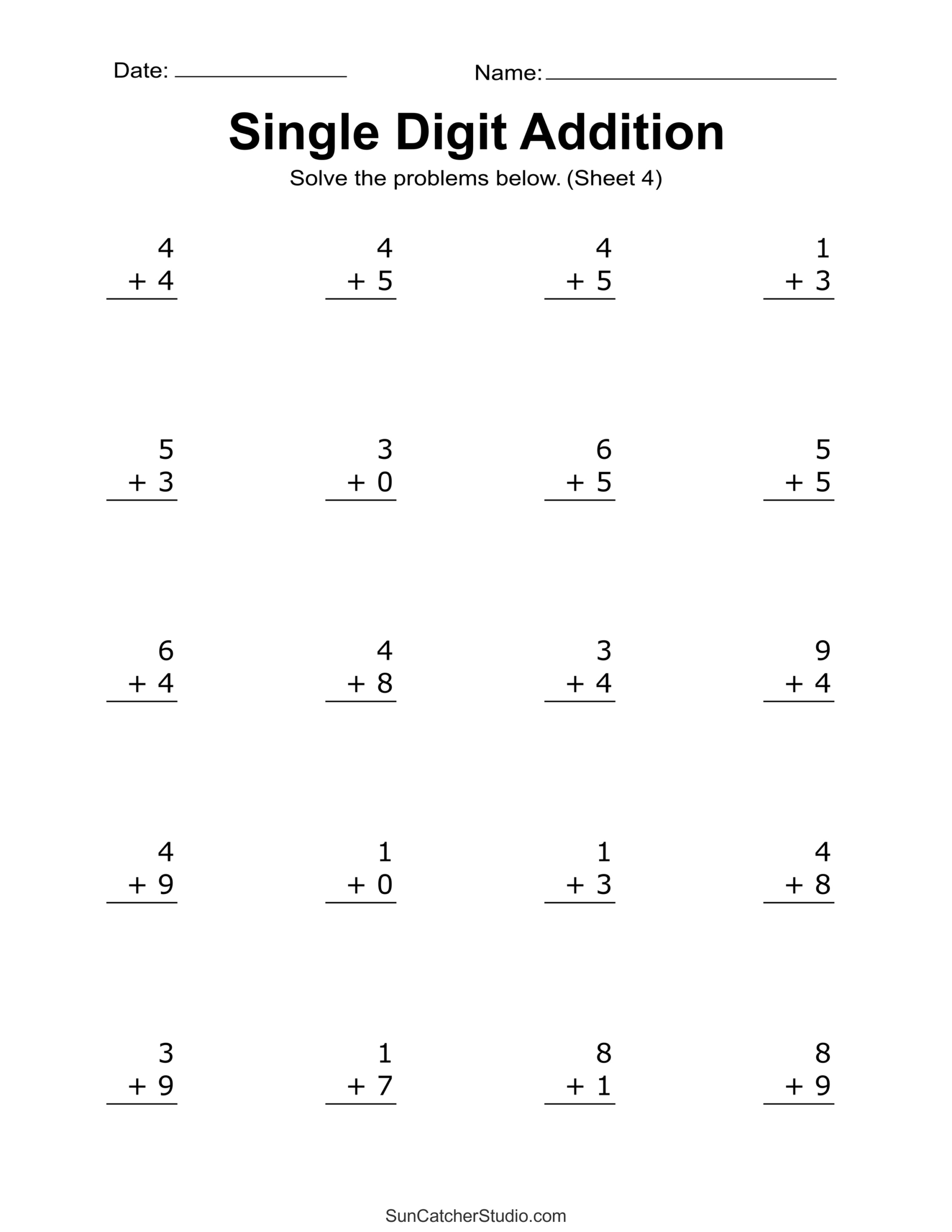 Addition Worksheets (Free Printable Easy Math Problems) – Diy - Free Printable Addition Worksheets For Grade 4