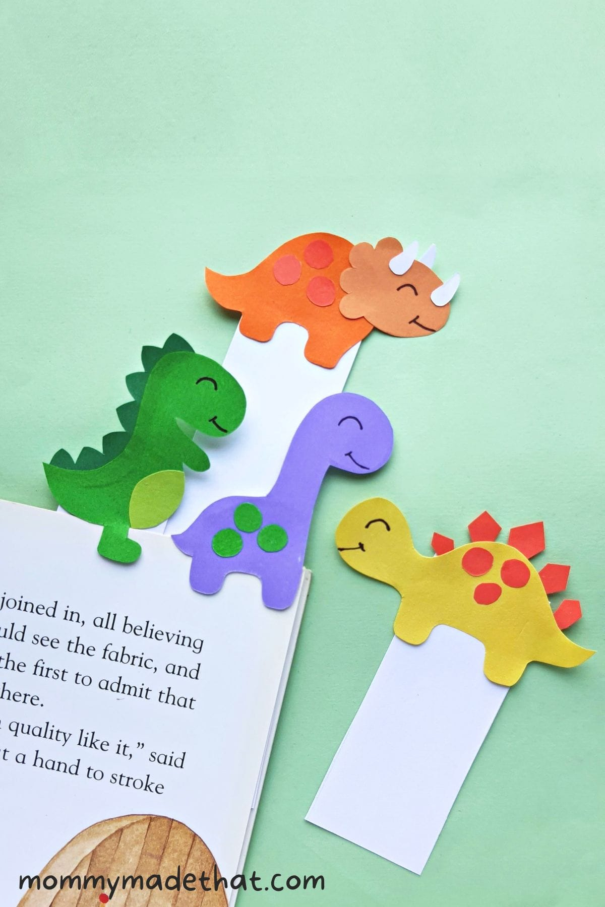 Adorable Dinosaur Bookmarks (With Printable Template) - Free Printable Dinosaur Bookmarks