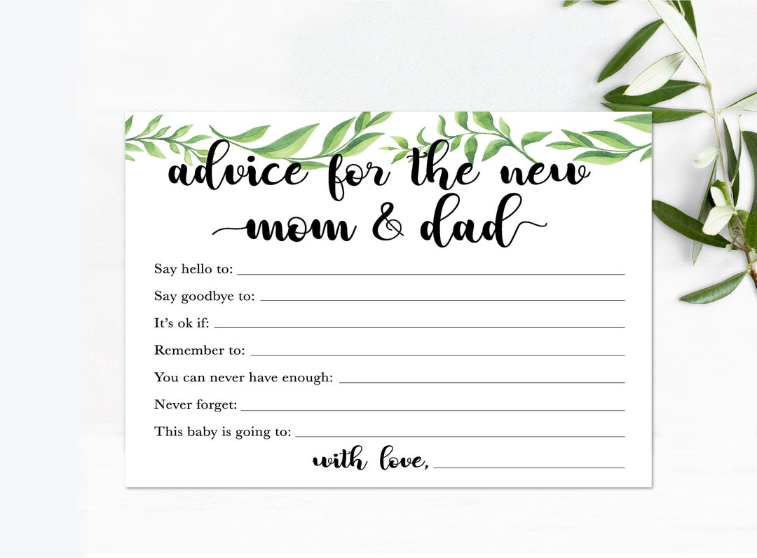 Advice Cards For Mom And Dad / Baby Shower Advice Cards / Greenery Baby Shower / Perfect For Parents To Be / Keepsake For Parents - Etsy Sweden - Free Printable Advice Cards For Parents To Be