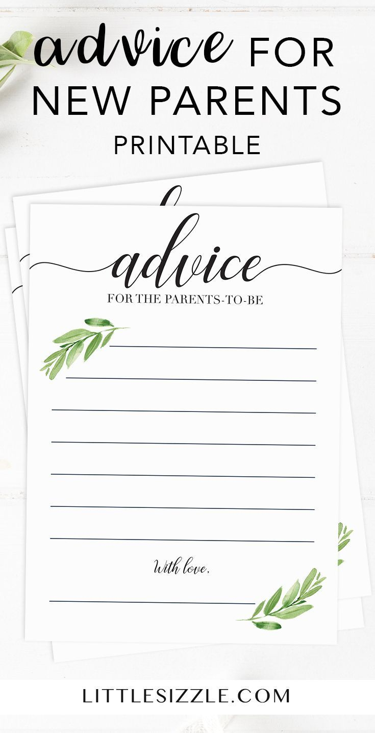 Advice For New Parents Printable Baby Shower Gameslittlesizzle - Free Printable Advice Cards For Parents To Be