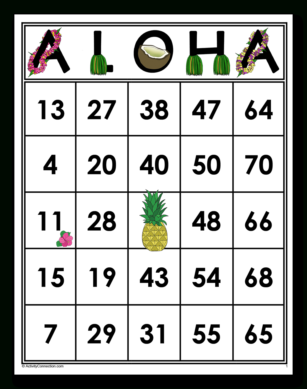 Aloha Bingo Cards (Printable) - Marketplace - Free Printable Hawaiian Bingo Cards