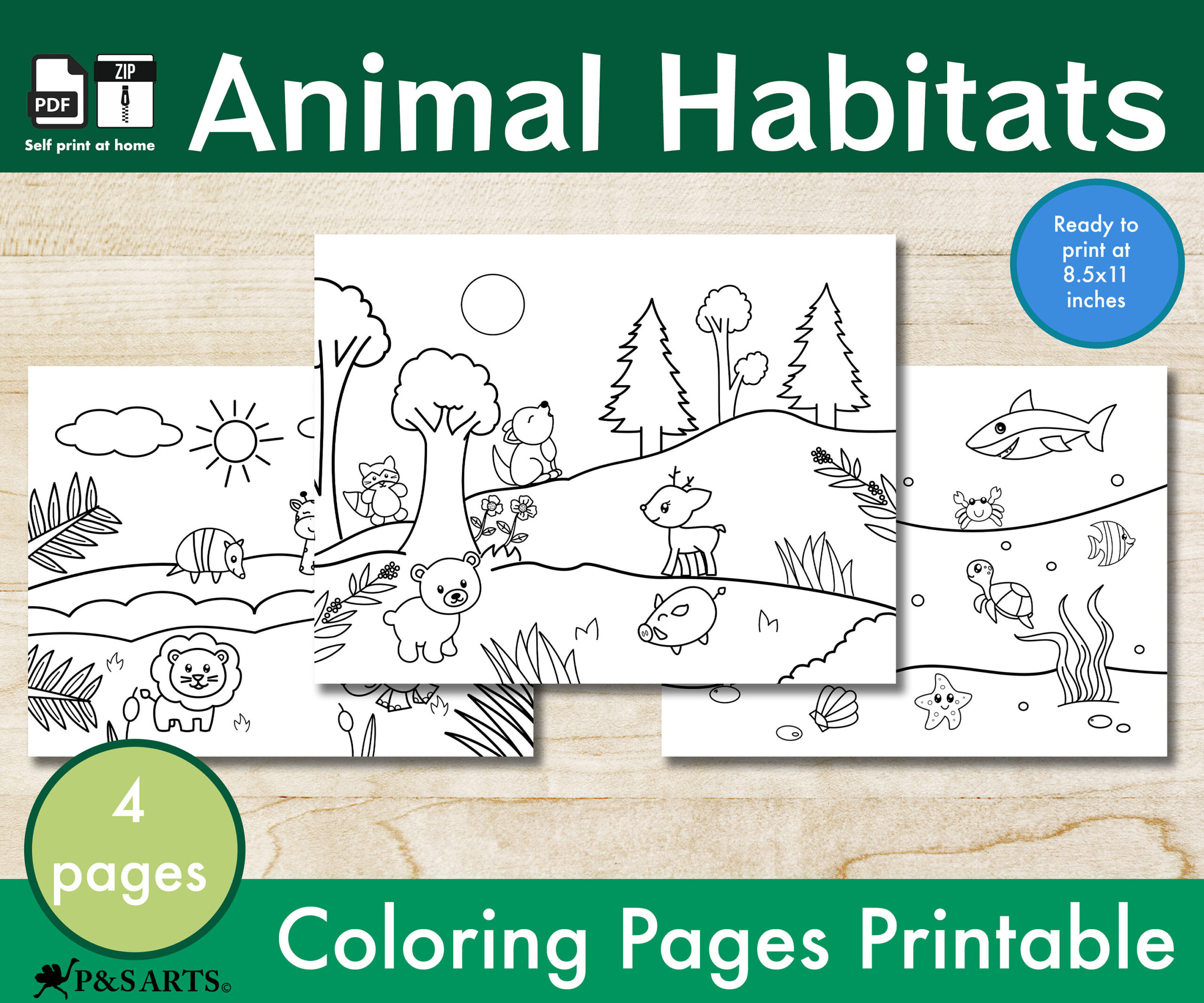 Animal Habitats Coloring Pages Printable, For Toddlers And Kids - Animal Habitat Printable