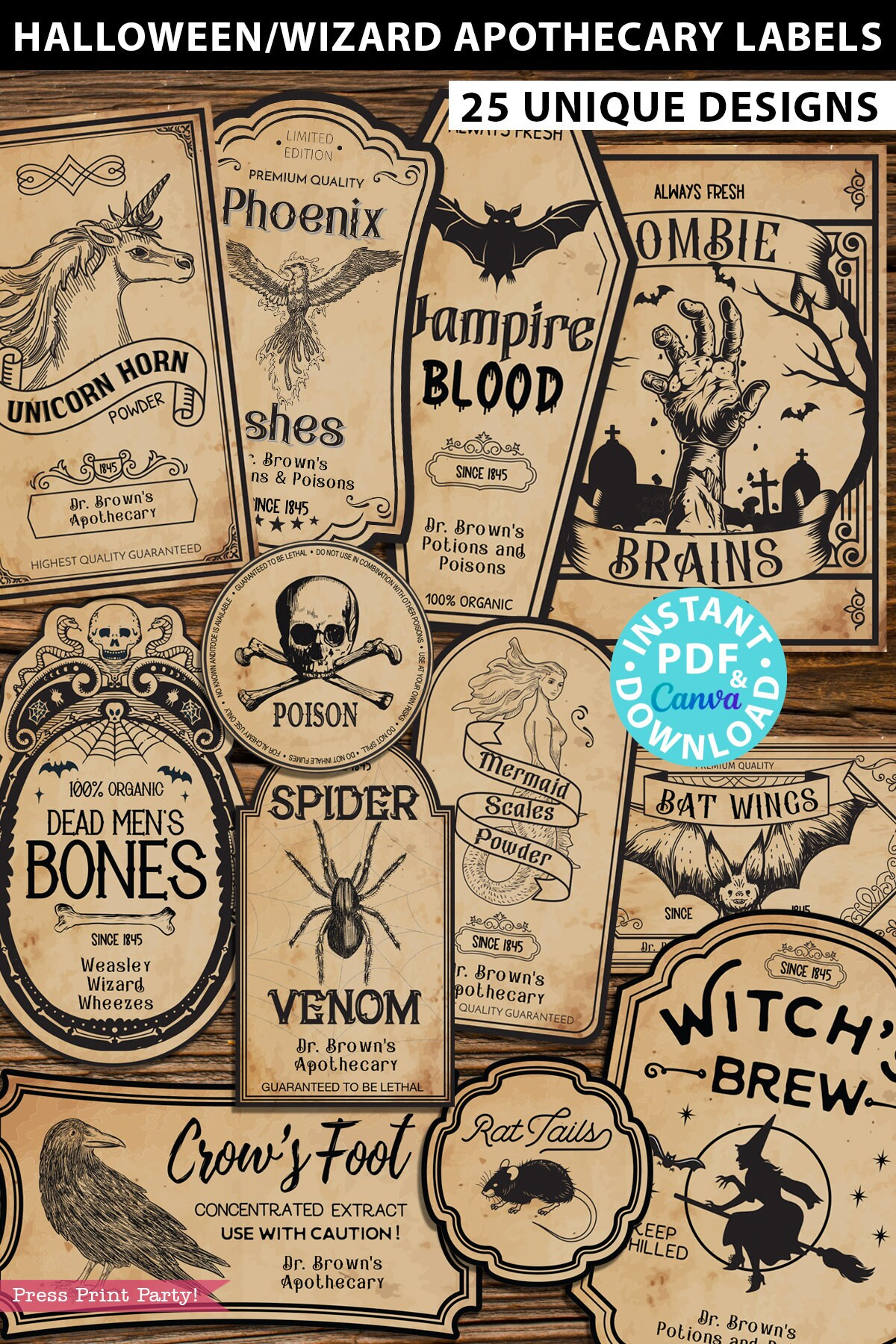Apothecary Labels Printables, Halloween Potion Bottle Labels - Free Printable Apothecary Labels