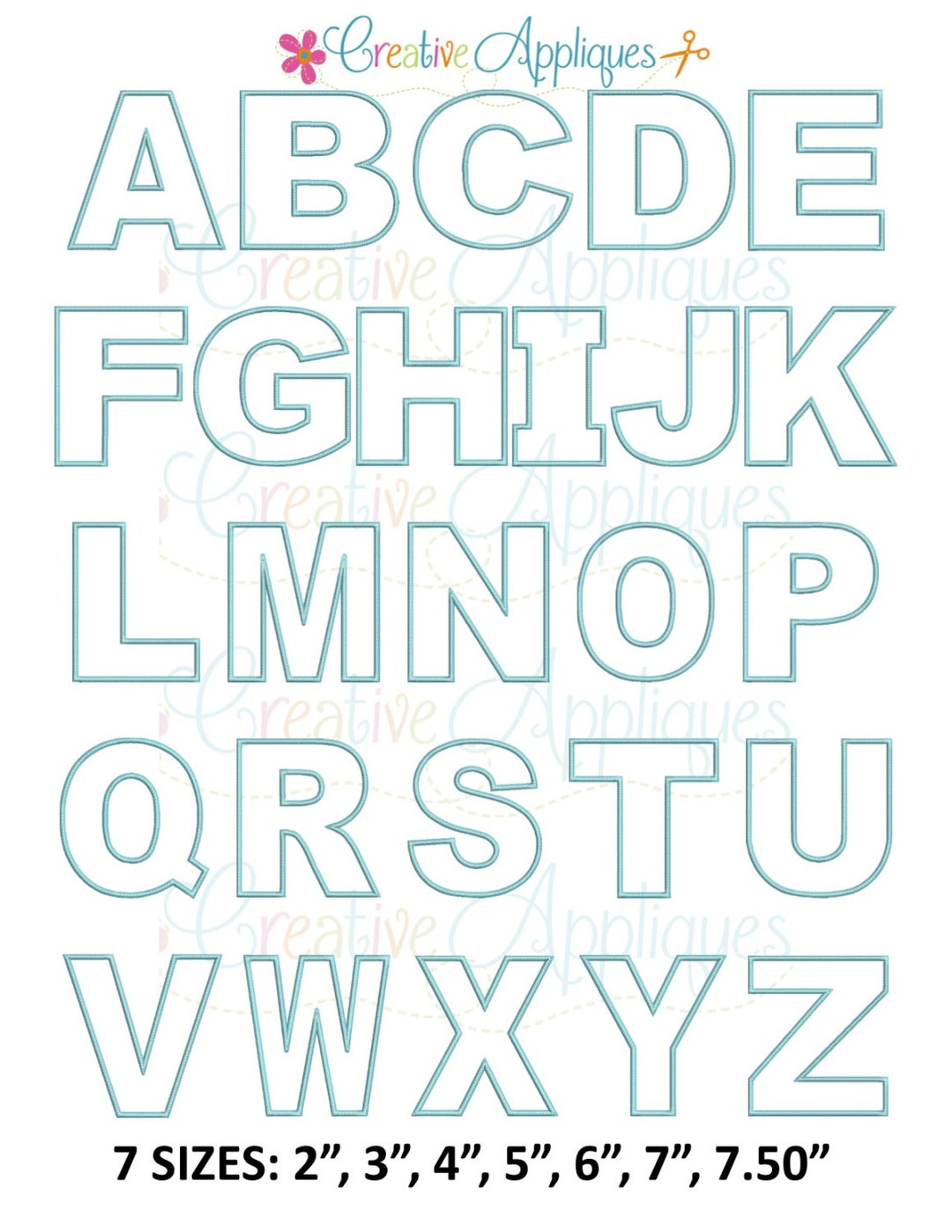 Applique Alphabet Letter Set A-Z Applique Machine Embroidery Design 7 Sizes Alphabet Applique, Applique Letters, 2 Thru 8 - Etsy New Zealand - Free Printable Fonts For Applique