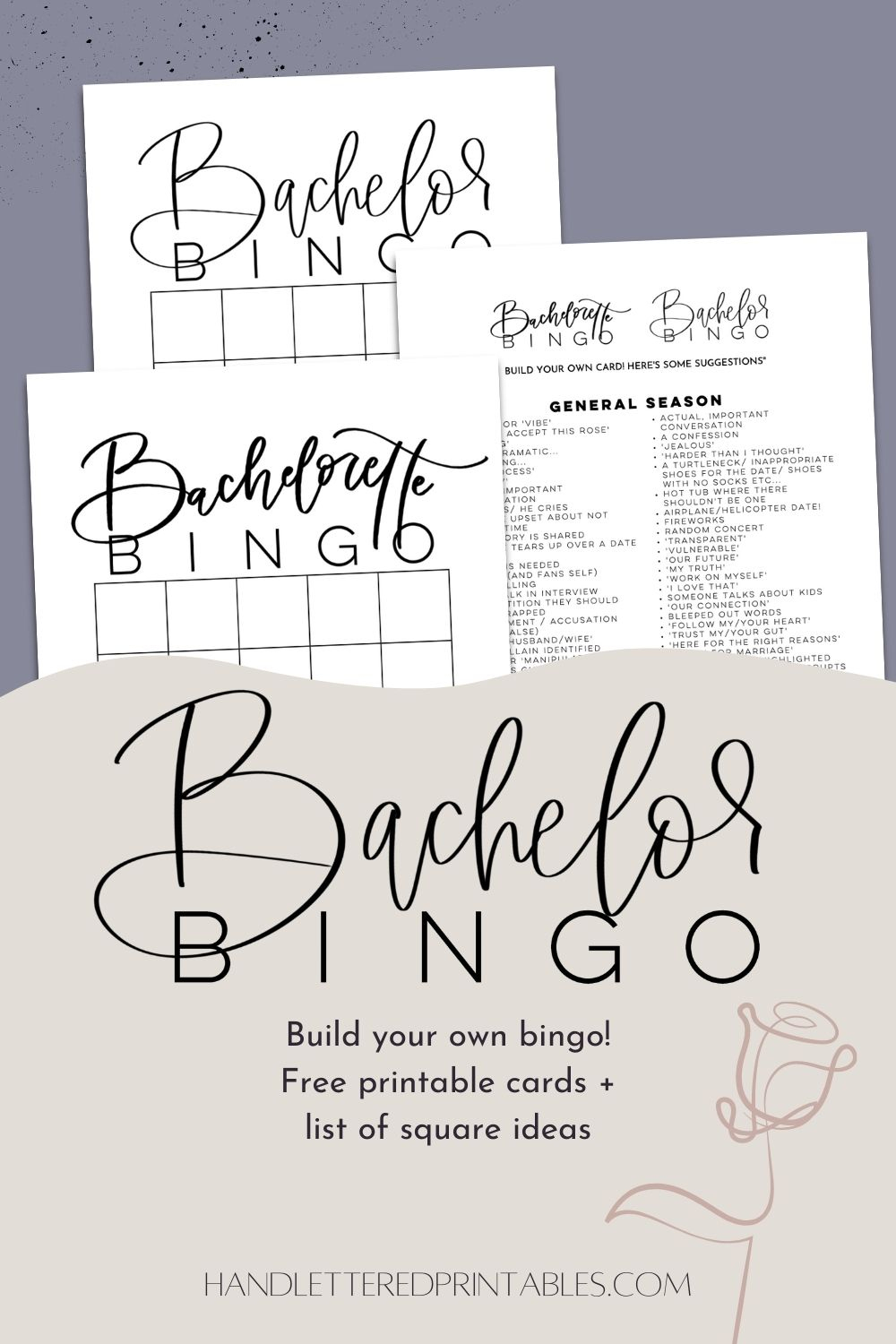 Bachelor Bingo / Bachelorette Bingo Free Printable Cards - Hand - Free Printable Bachelorette Bingo Cards