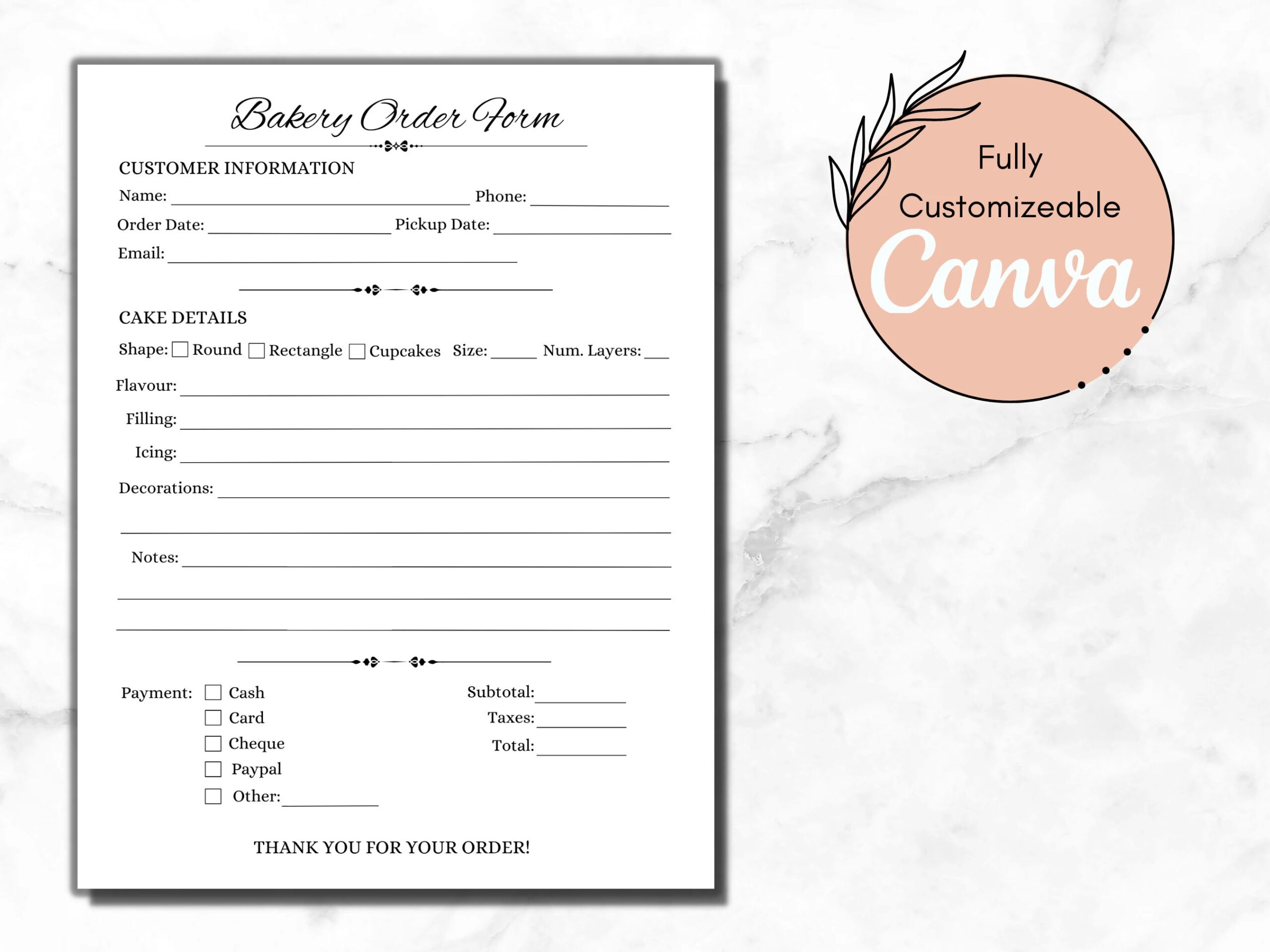 Bakery Order Form Template Free - Free Printable Bakery Order Forms