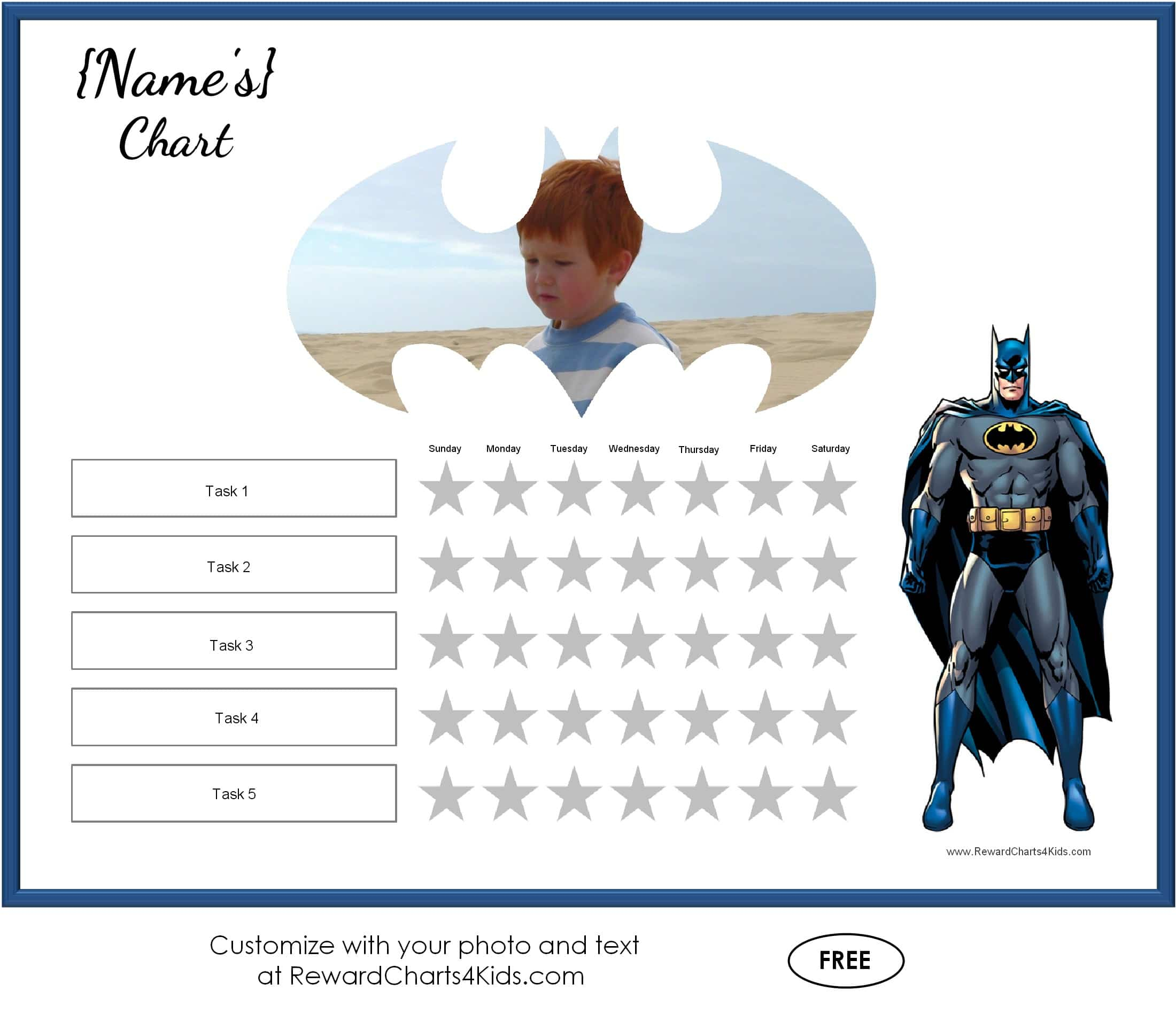 Batman Behavior Charts - Free Printable Batman Reward Chart