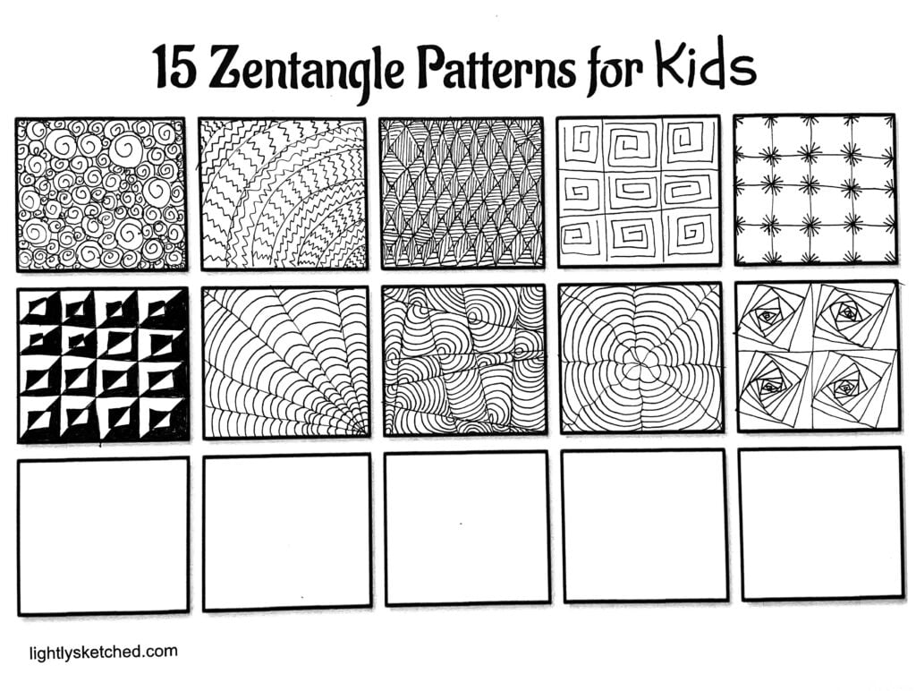 Beginner Zentangle Patterns Part 2 | Mindfulness Activities For Kids - Printable Zentangle Patterns