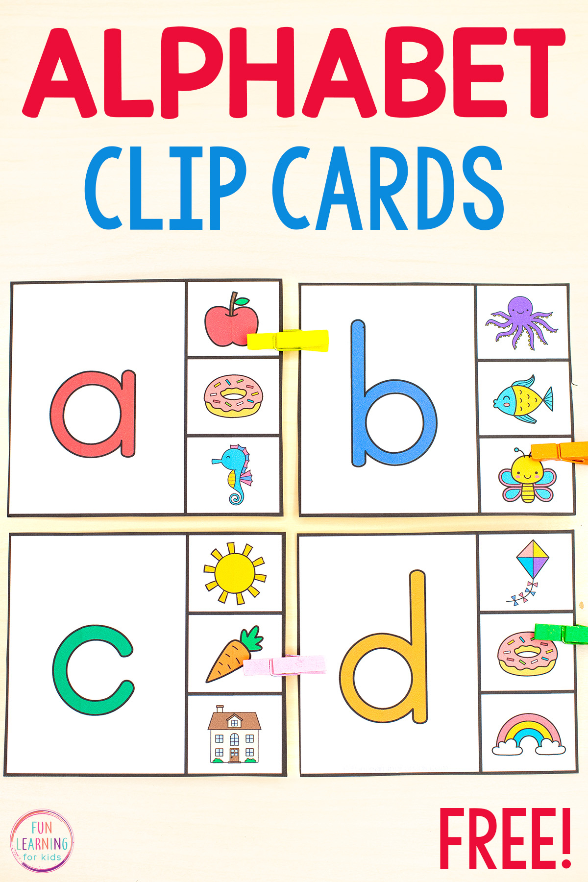 Beginning Sounds Matching Clip Cards Free Printable - Free Printable Clip Cards