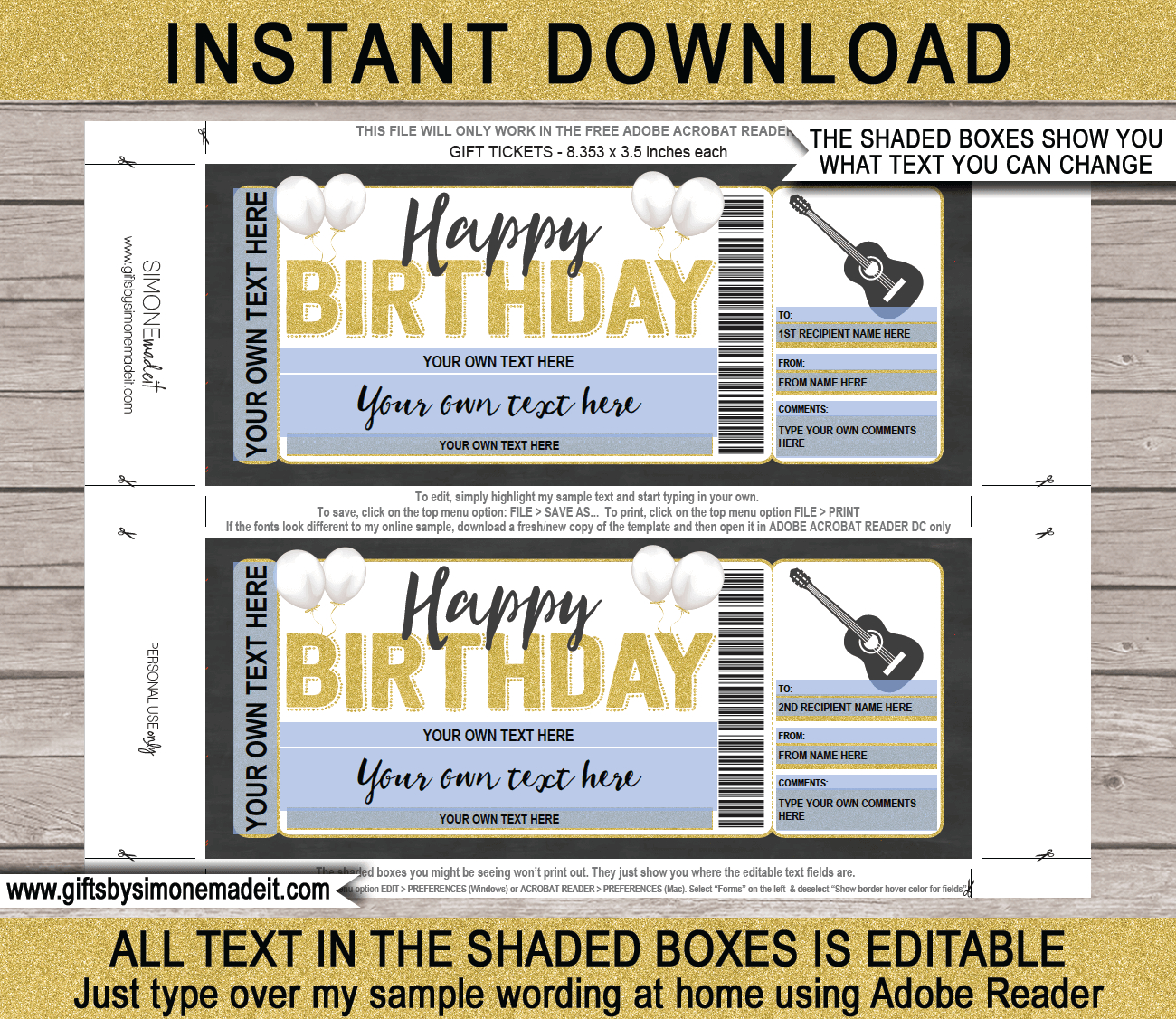 Birthday Guitar Lessons Gift Voucher Template - Free Printable Birthday Cards Guitar
