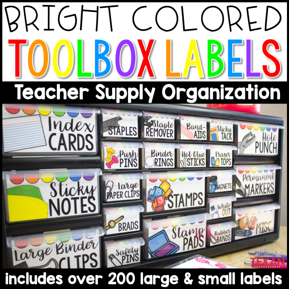 Bright Teacher Toolbox Labels (Editable Template Included) - The Teaching Texan - Free Editable Printable Labels For Teachers