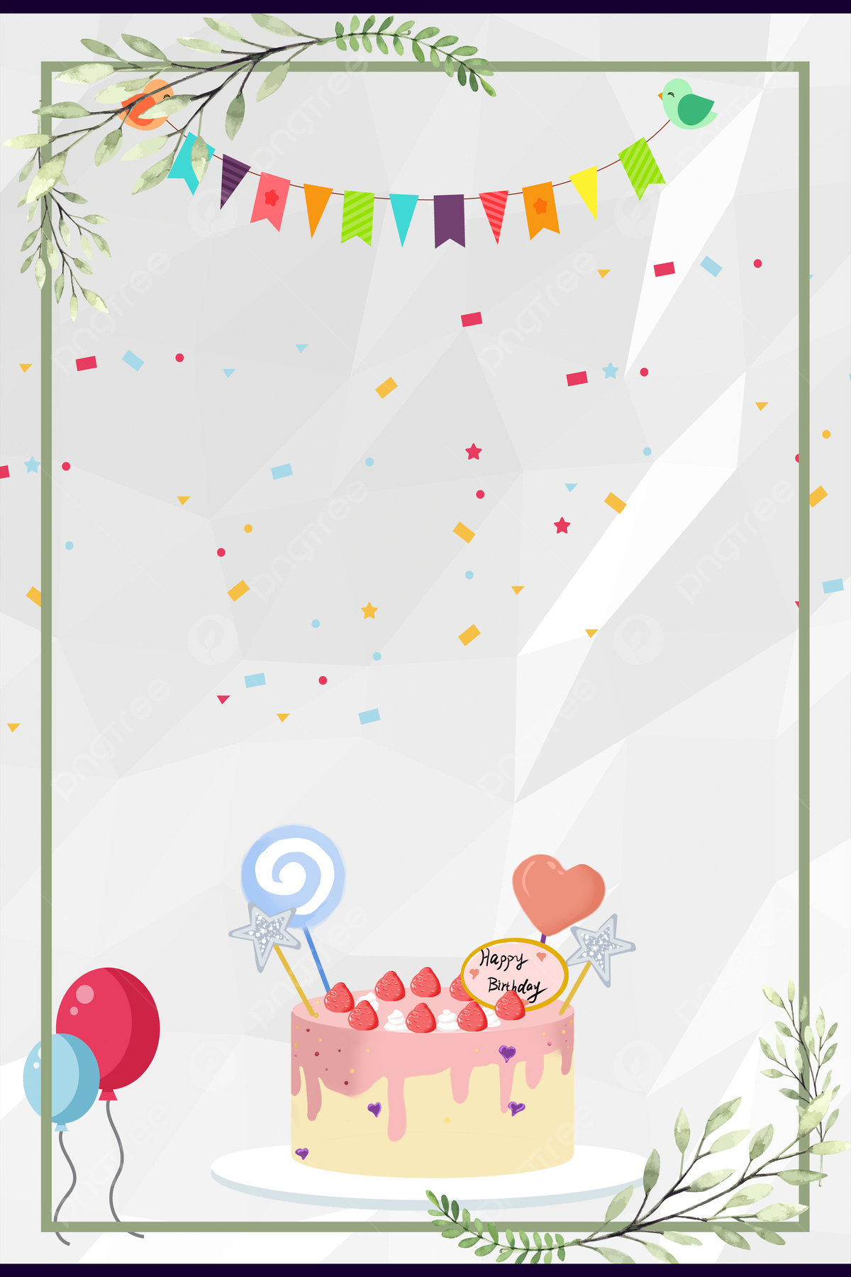 Cartoon Happy Birthday Poster Background Template Wallpaper Image - Make Birthday Posters Online Free Printable