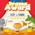 Certificate Template For Drama Award With Kids On Stage Background   Free Printable Drama Certificates