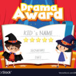 Certificate Template For Drama Award With Kids Vector Image   Free Printable Drama Certificates