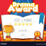 Certificate Template For Drama Award With Stage Vector Image   Free Printable Drama Certificates
