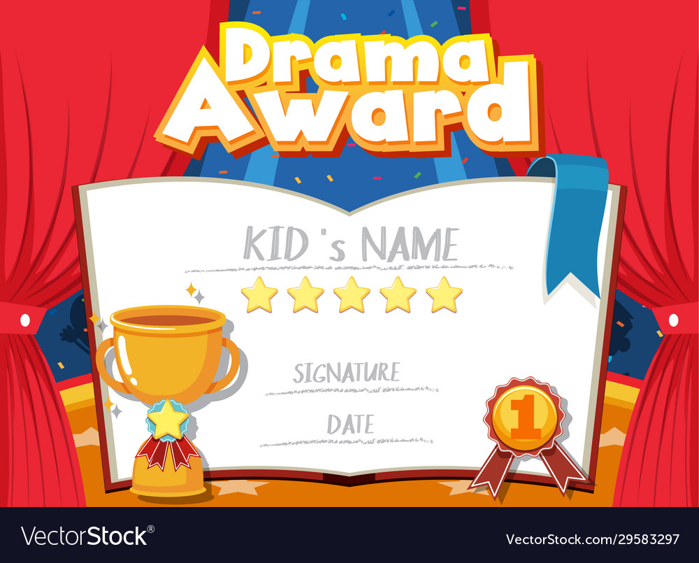 Certificate Template For Drama Award With Stage Vector Image - Free Printable Drama Certificates