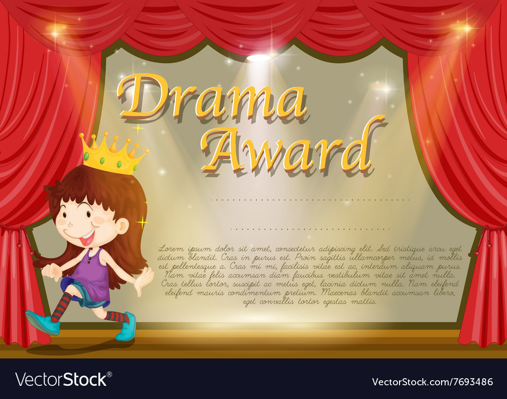 Certificate Template With Girl On Stage Royalty Free Vector - Free Printable Drama Certificates