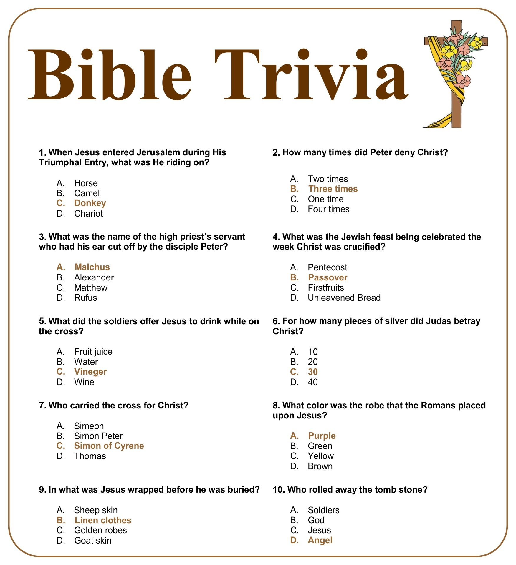Christian Christmas Trivia Questions And Answers | Bible Quiz - Free Printable Bible Christmas Trivia Games