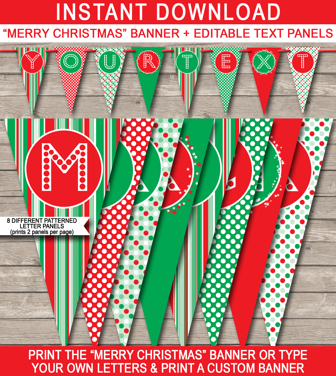 Christmas Banner Template - Red &amp;amp; Green - Free Printable Christmas Banner Letters