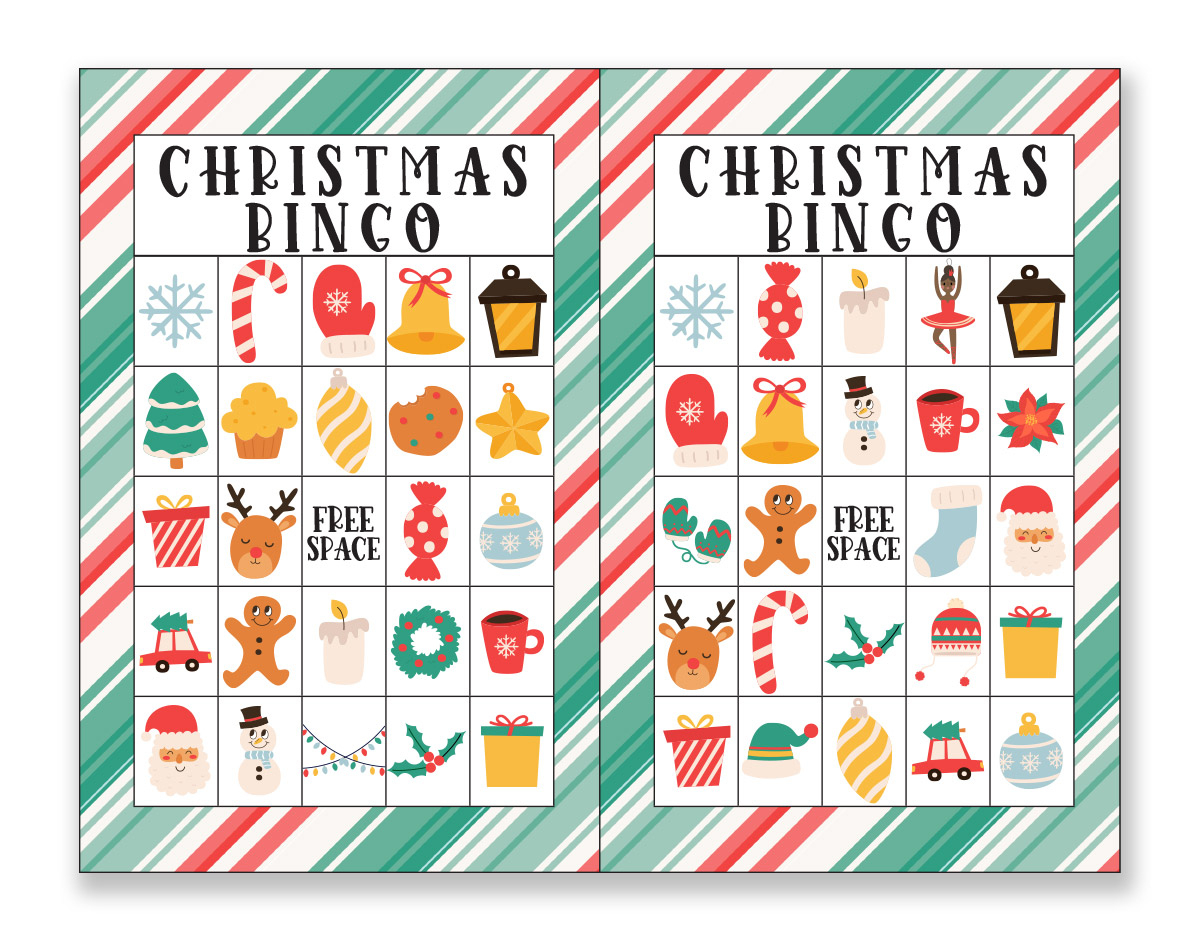 Christmas Bingo Printable - 40 Unique Bingo Cards - Free Printable Holiday Bingo Games