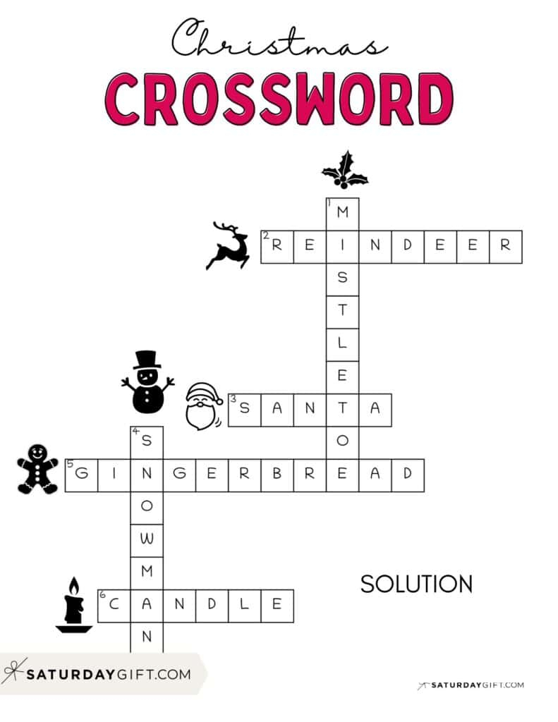 Christmas Crossword Puzzle - Cute &amp;amp; Free Printable | Saturdaygift - Free Easy Printable Christmas Crossword Puzzles
