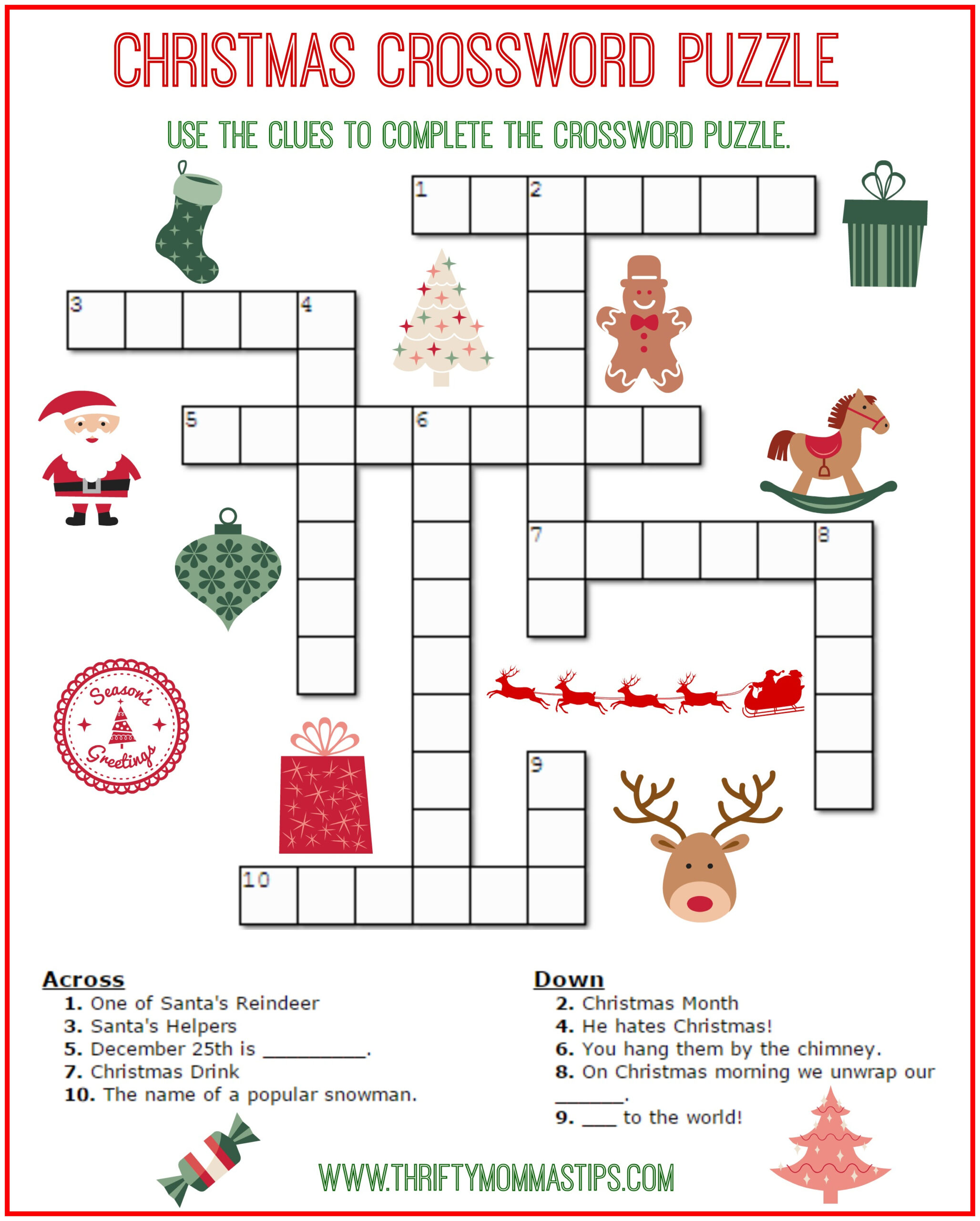 Christmas Crossword Puzzle Printable - Thrifty Momma&amp;#039;S Tips - Free Easy Printable Christmas Crossword Puzzles