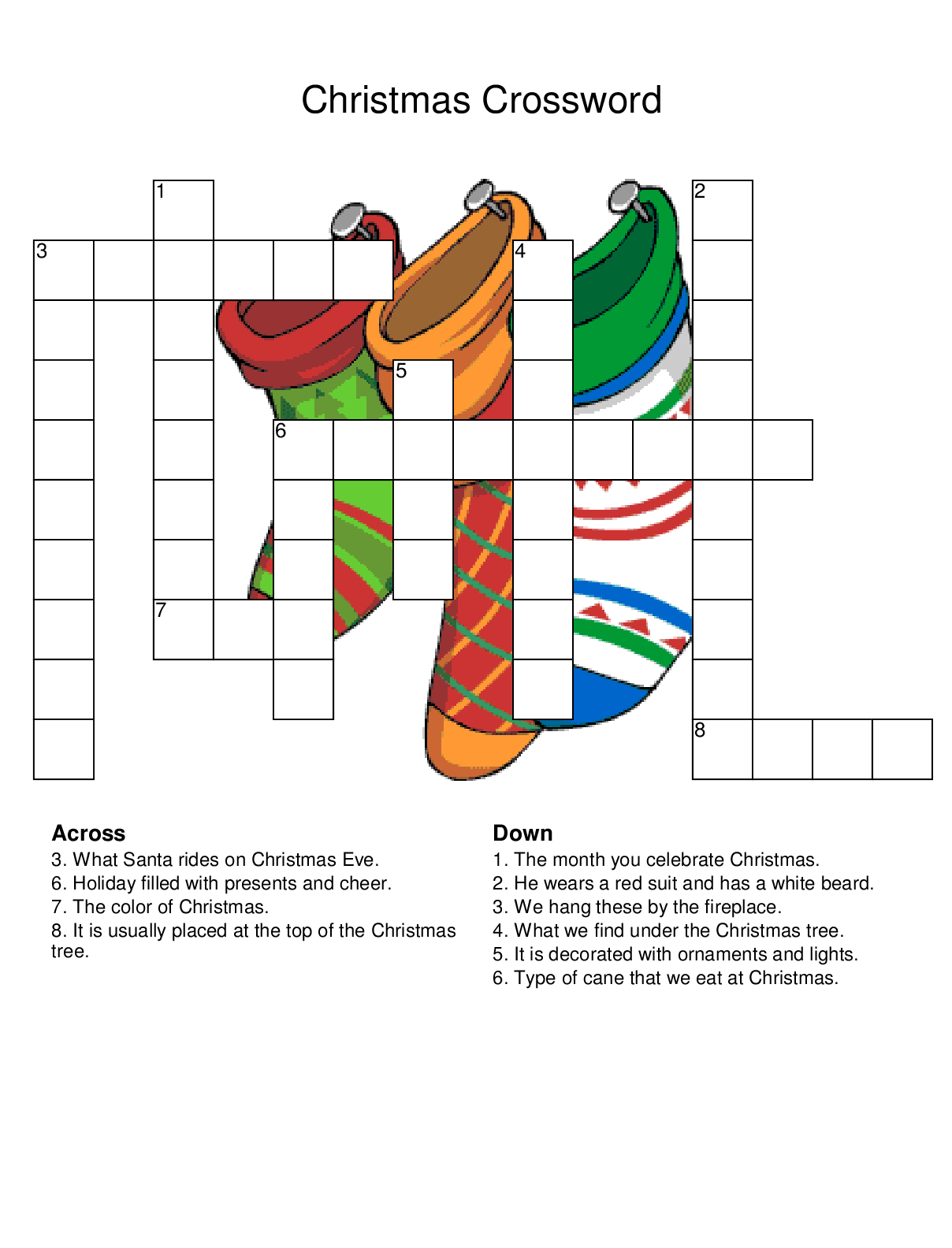 Christmas Crossword Puzzles - Best Coloring Pages For Kids - Free Easy Printable Christmas Crossword Puzzles