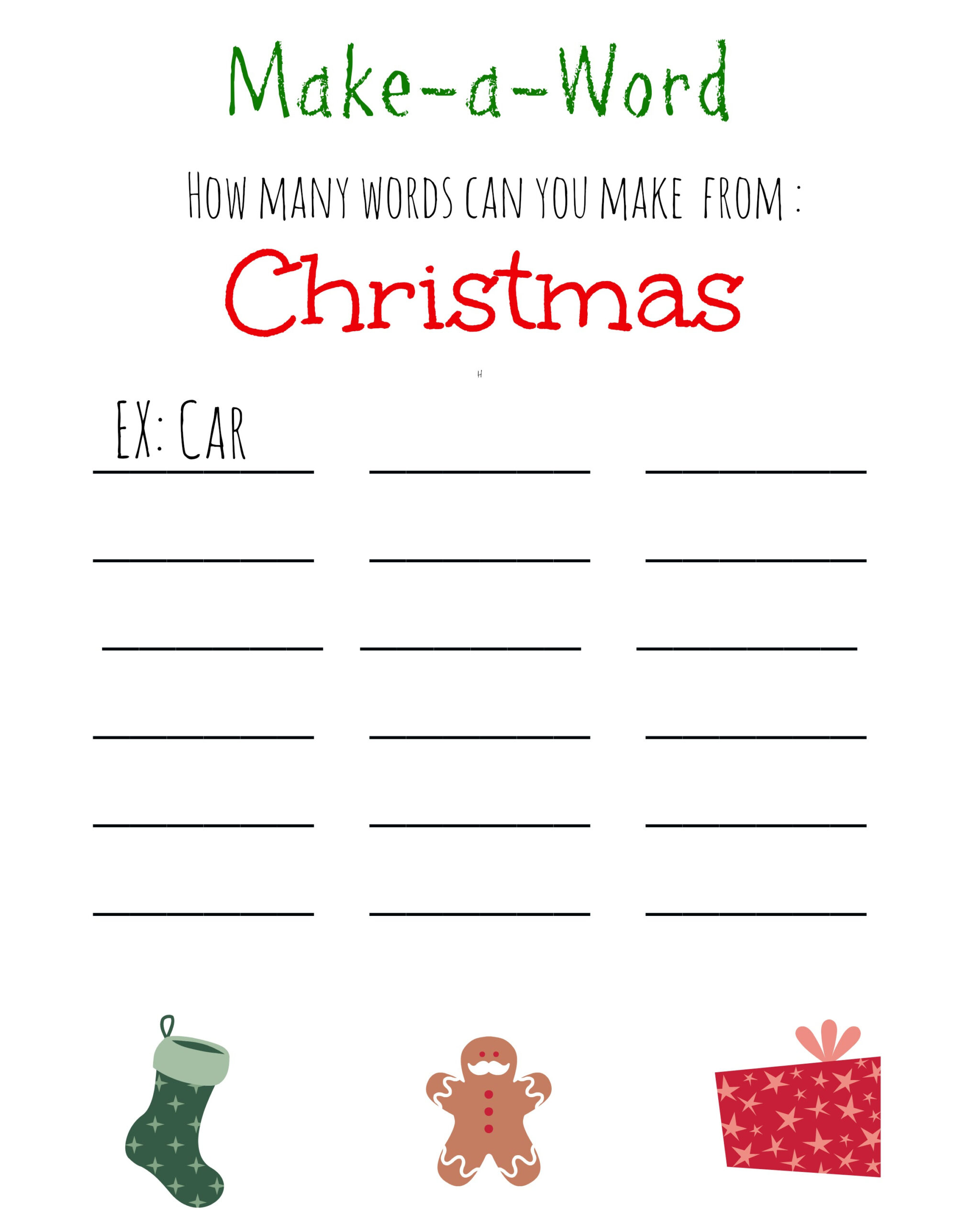 Christmas Make-A-Word {Free Printable} - Free Printable Holiday Word Games