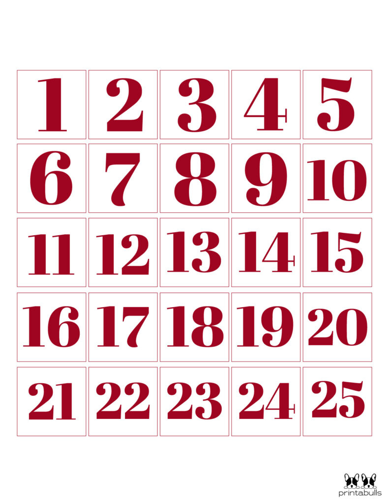 Christmas Numbers | Printabulls - Free Printable Numbers 1-25