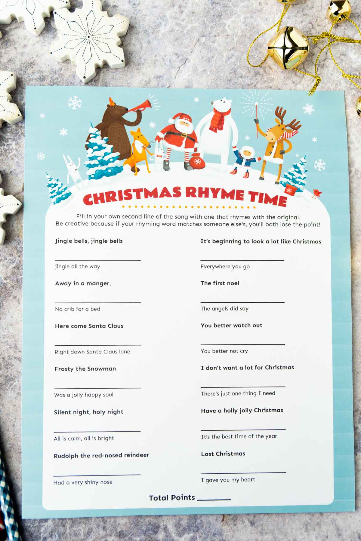 Christmas Rhyme Game {Free Printable!} - Play Party Plan - Free Printable Christmas Rhyming Worksheets