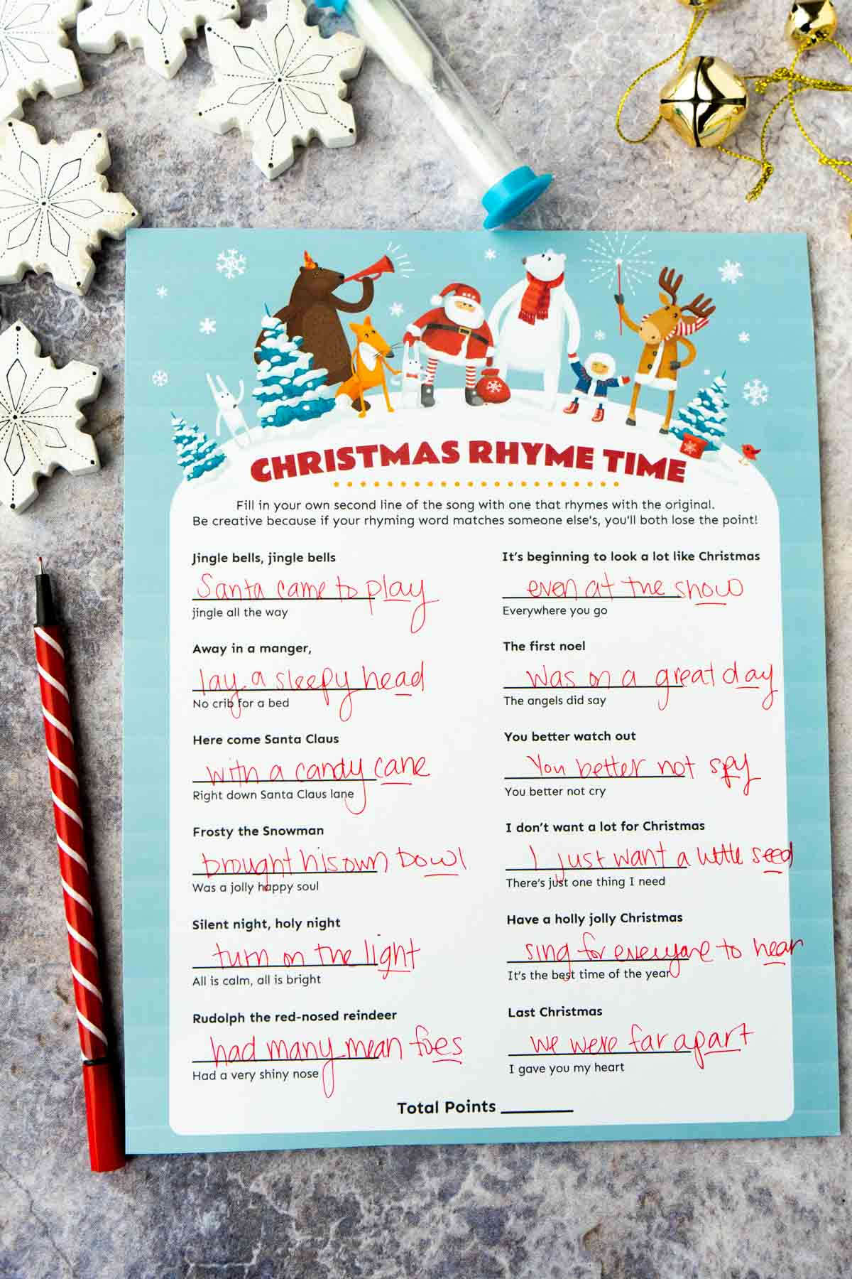 Christmas Rhyme Game {Free Printable!} - Play Party Plan - Free Printable Christmas Rhyming Worksheets