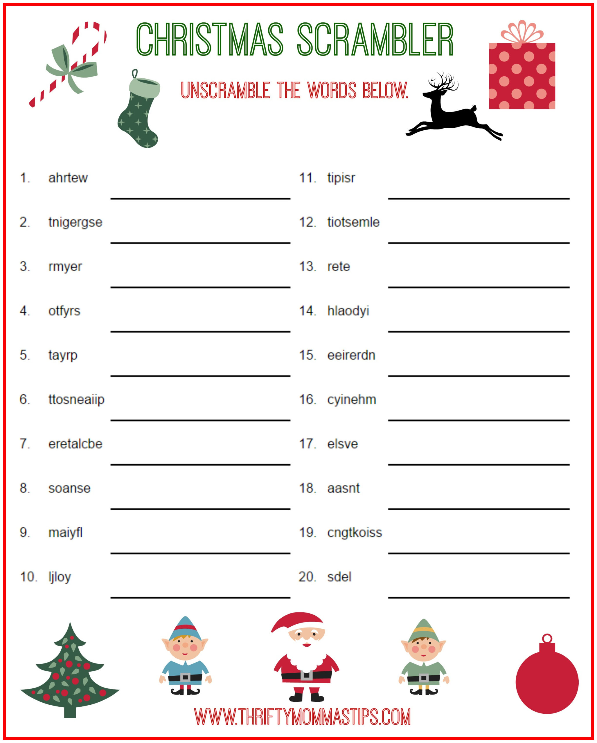 Christmas Scrambler Free Word Game Puzzle - Thrifty Mommas Tips - Free Printable Holiday Word Games