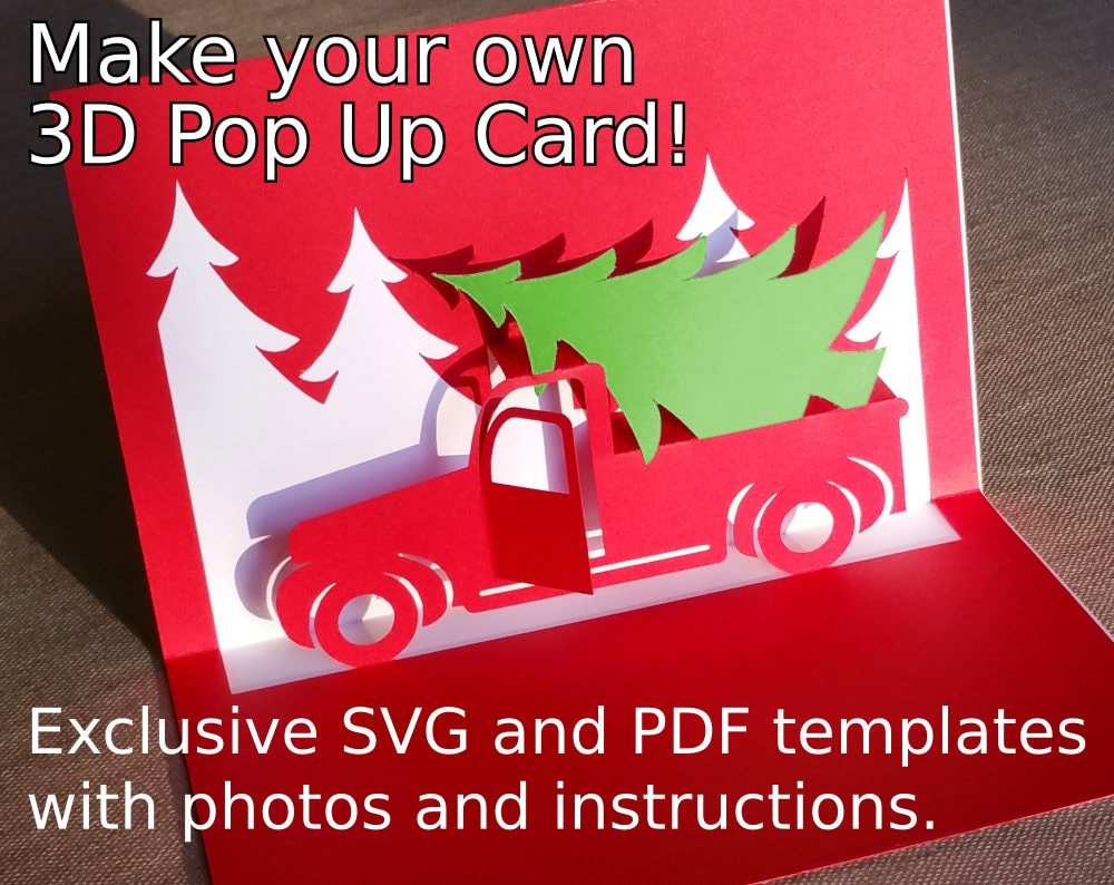 Christmas Truck Popup Card Template Svg &amp;amp; Pdf For Cricut - Printable Kirigami Christmas Templets