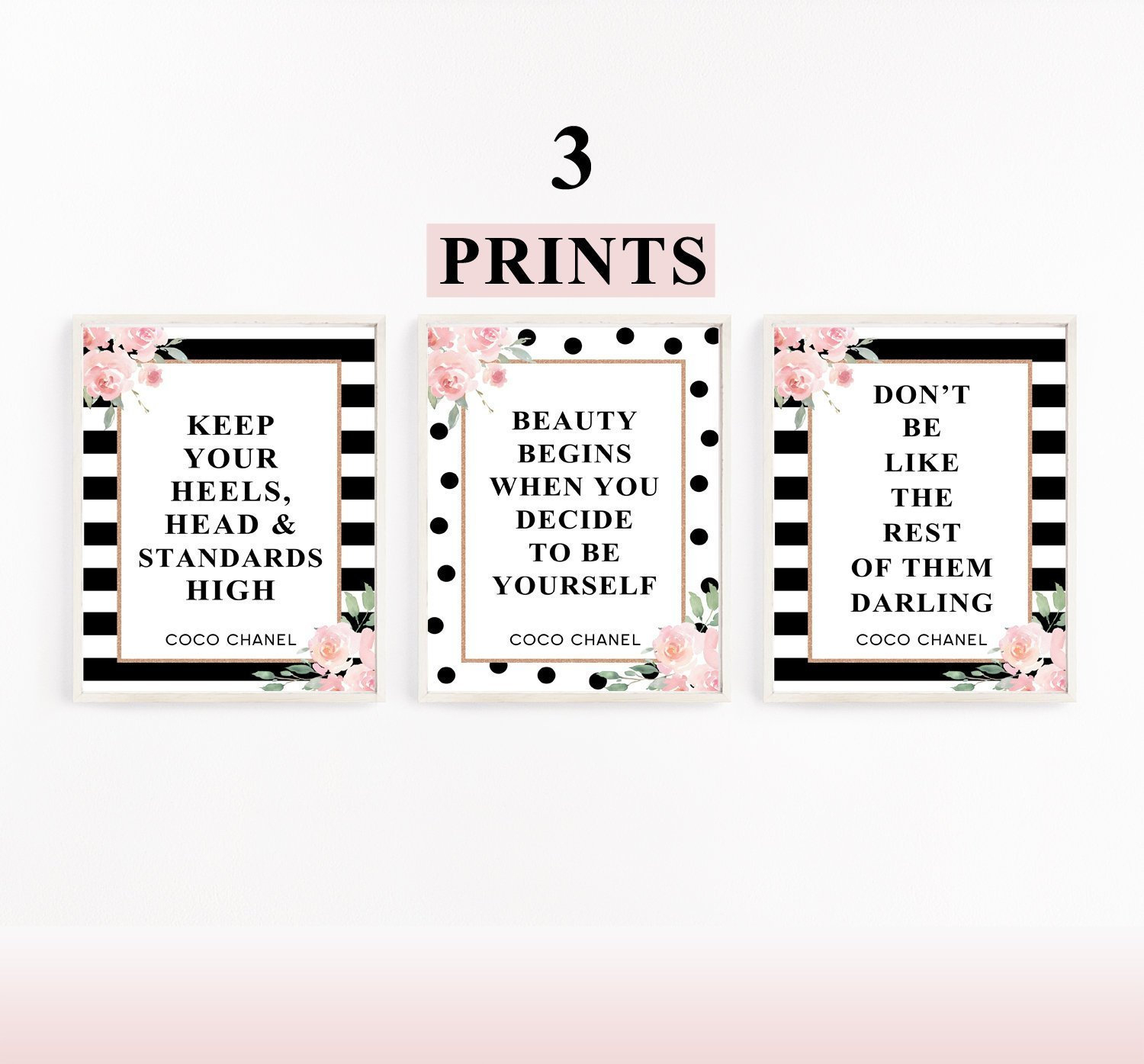Coco Chanel Set Of 3 Printable Wall Art, Chanel Quote Fashion - Free Printable Chanel Quotes