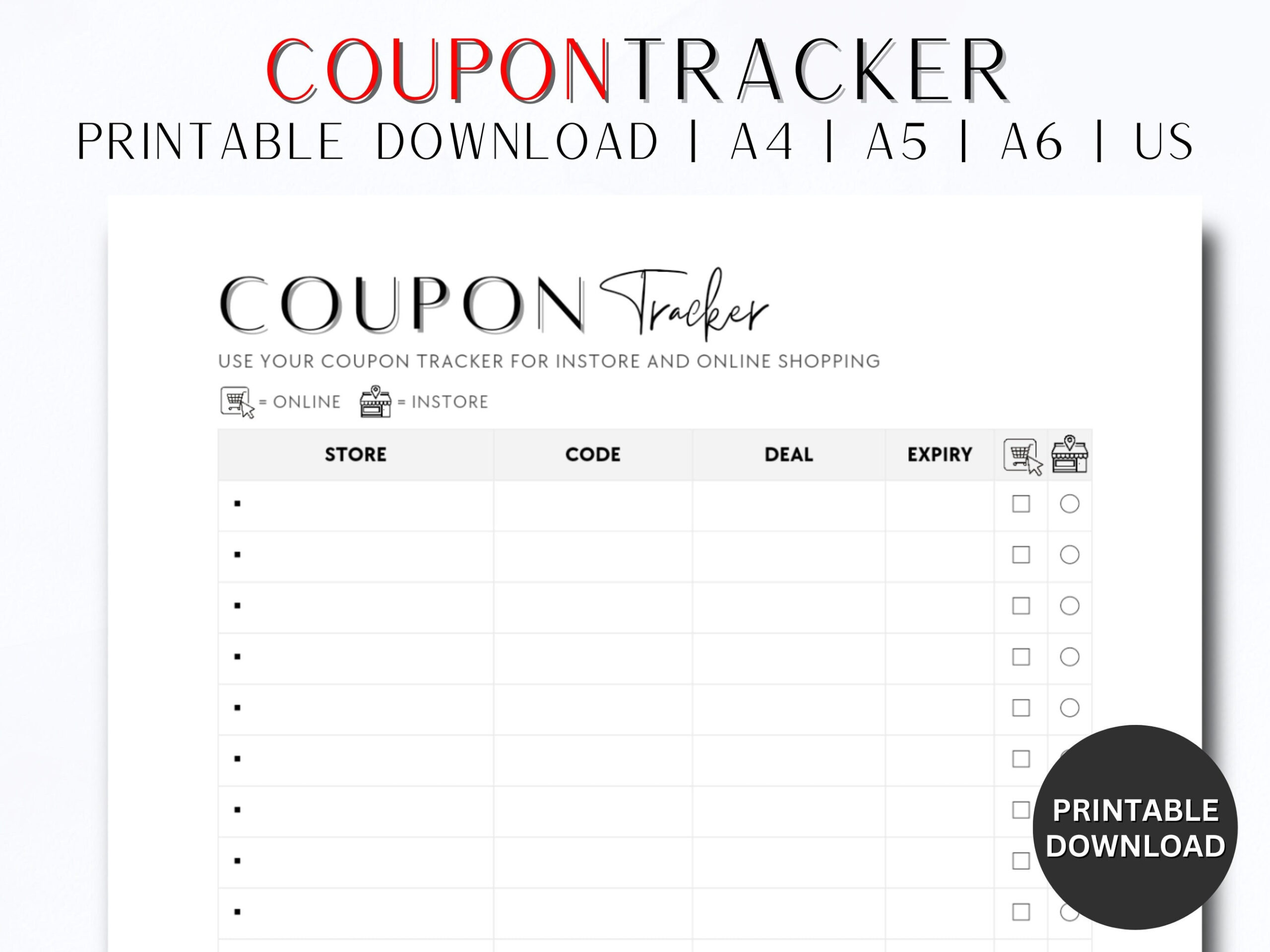Coupon Tracker Printable, Coupon List Template, Couponing - Free Online Printable Grocery Store Coupons