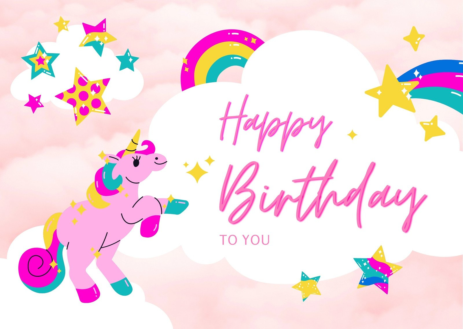 Customize 43+ Unicorn Birthday Card Templates Online - Canva - Free Printable Unicorn Birthday Card