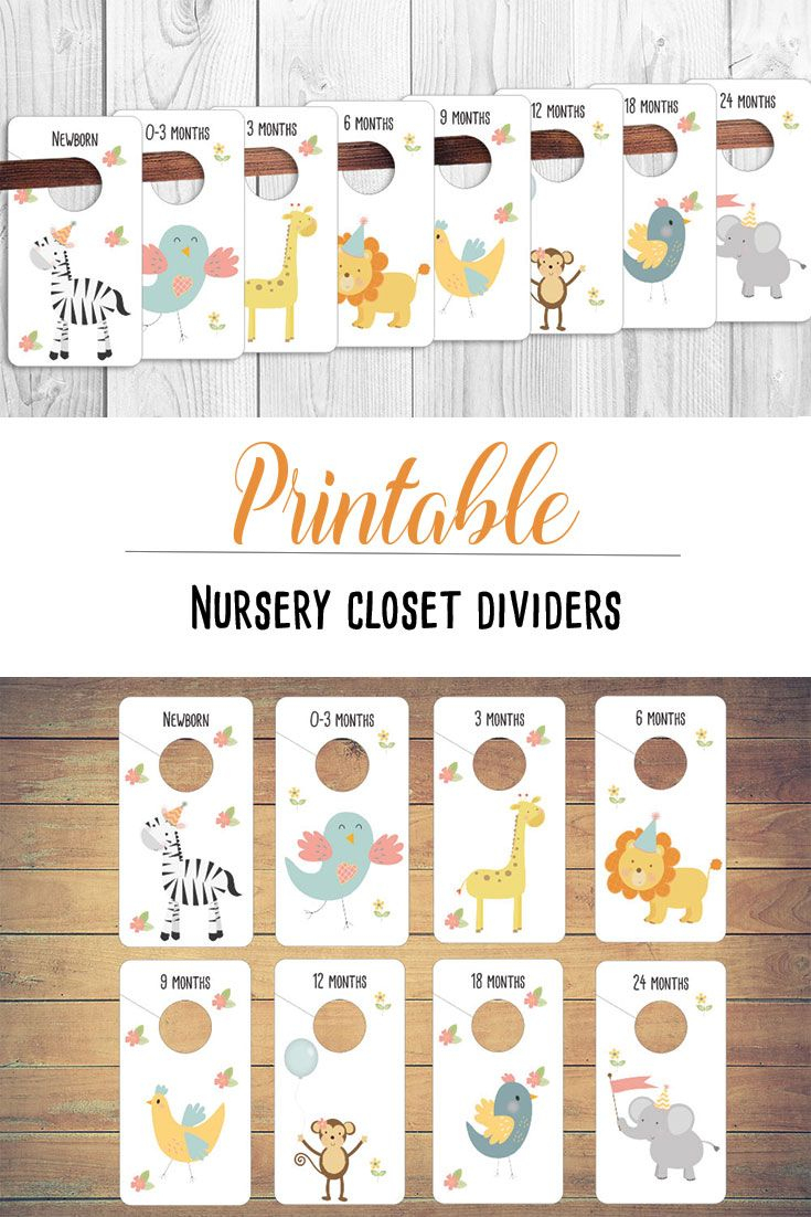 Cute Animals Baby Closet Dividers, Printable Animal Nursery - Free Printable Nursery Organizers