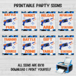 Dart Gun Party, Dart Gun Signs, Dart Gun Birthday, Party Signs,   Etsy   Free Printable Nerf Signs