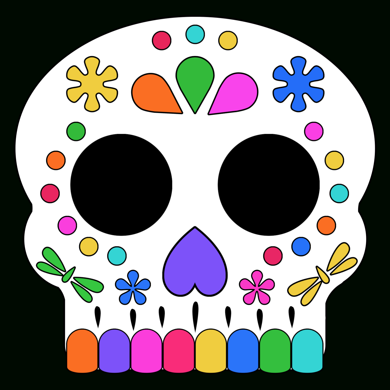 Day Of The Dead Masks Sugar Skulls Free Printable - Paper Trail Design - Free Printable Paper Skull