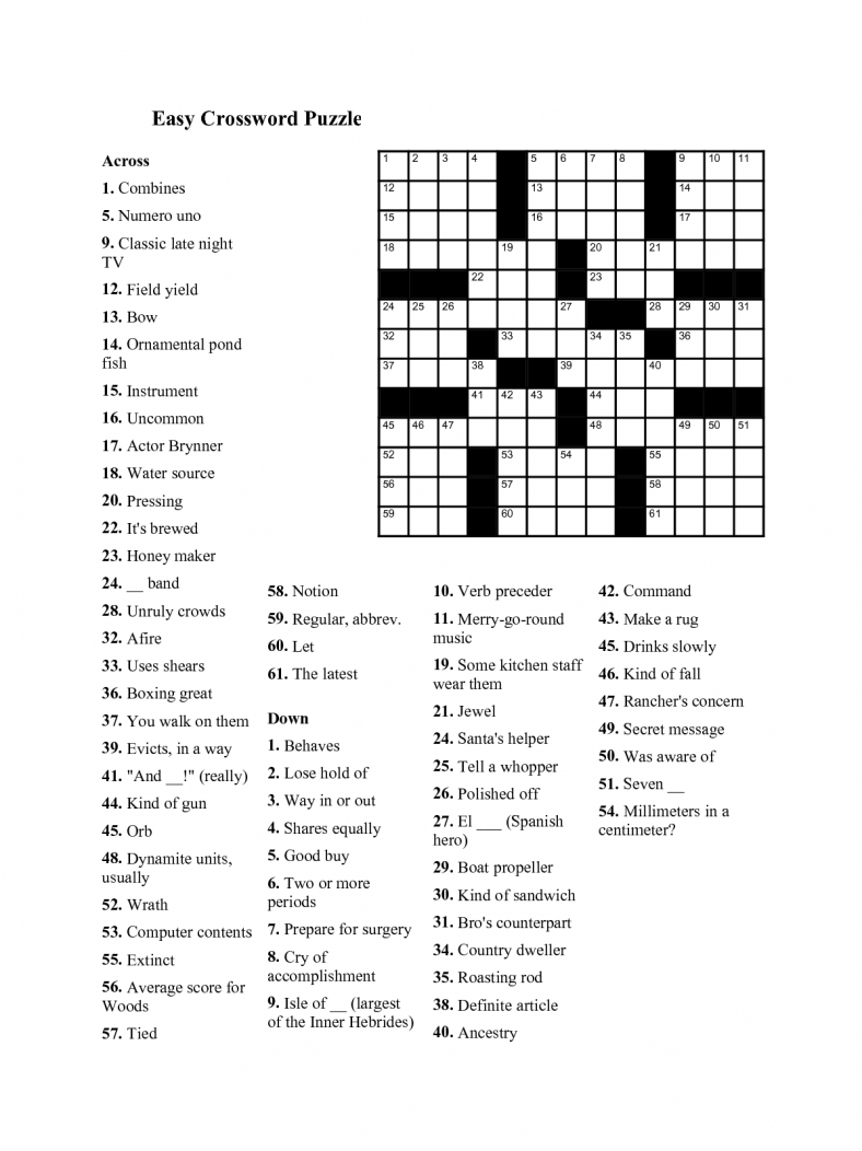 Easy Crossword Puzzles For Seniors | Activity Shelter | Crossword - Free Printable Crossword Puzzles For Seniors