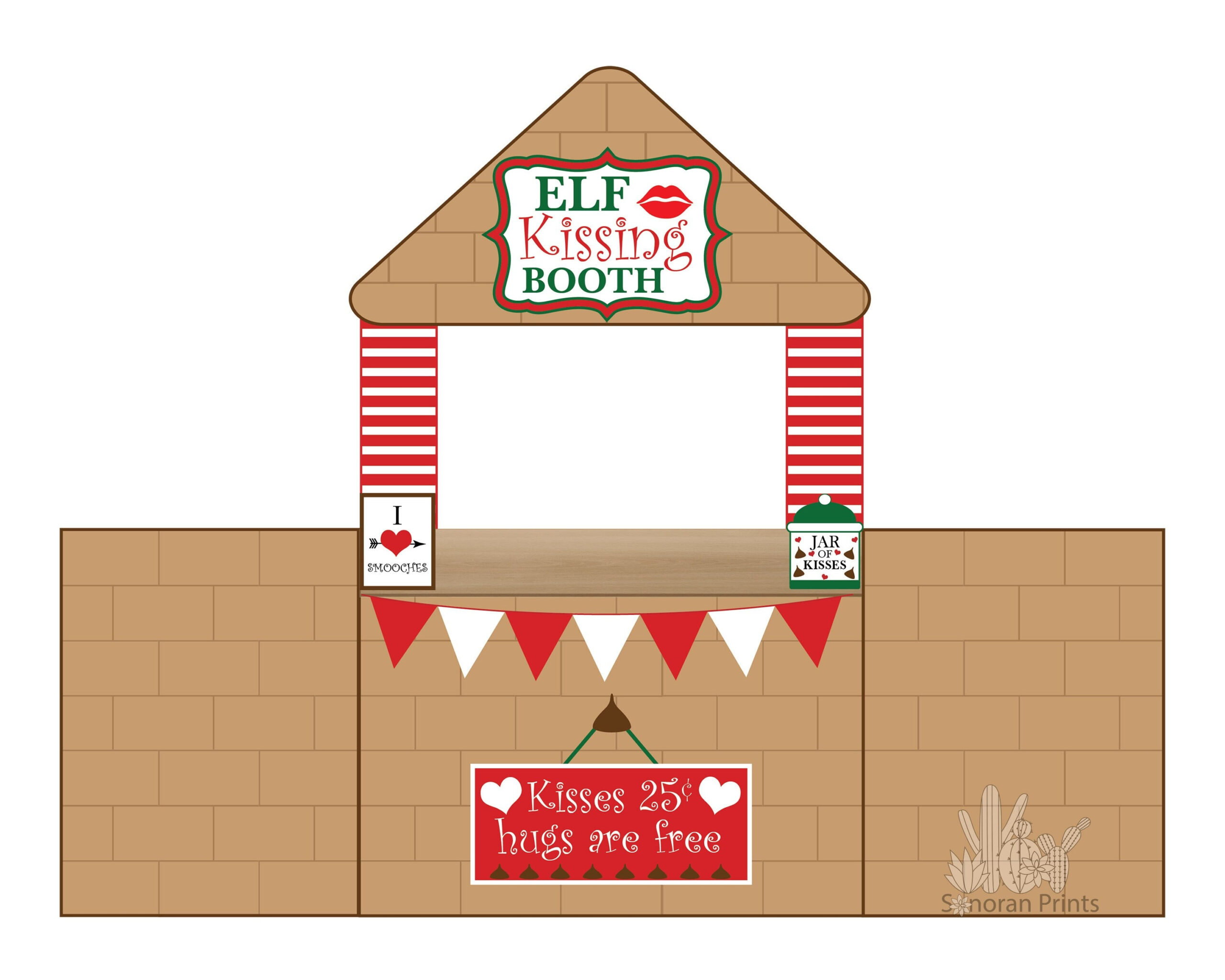 Elf Kissing Booth Printable, Elf Christmas Props, Creative Elf - Free Elf On The Shelf Kissing Booth Printable