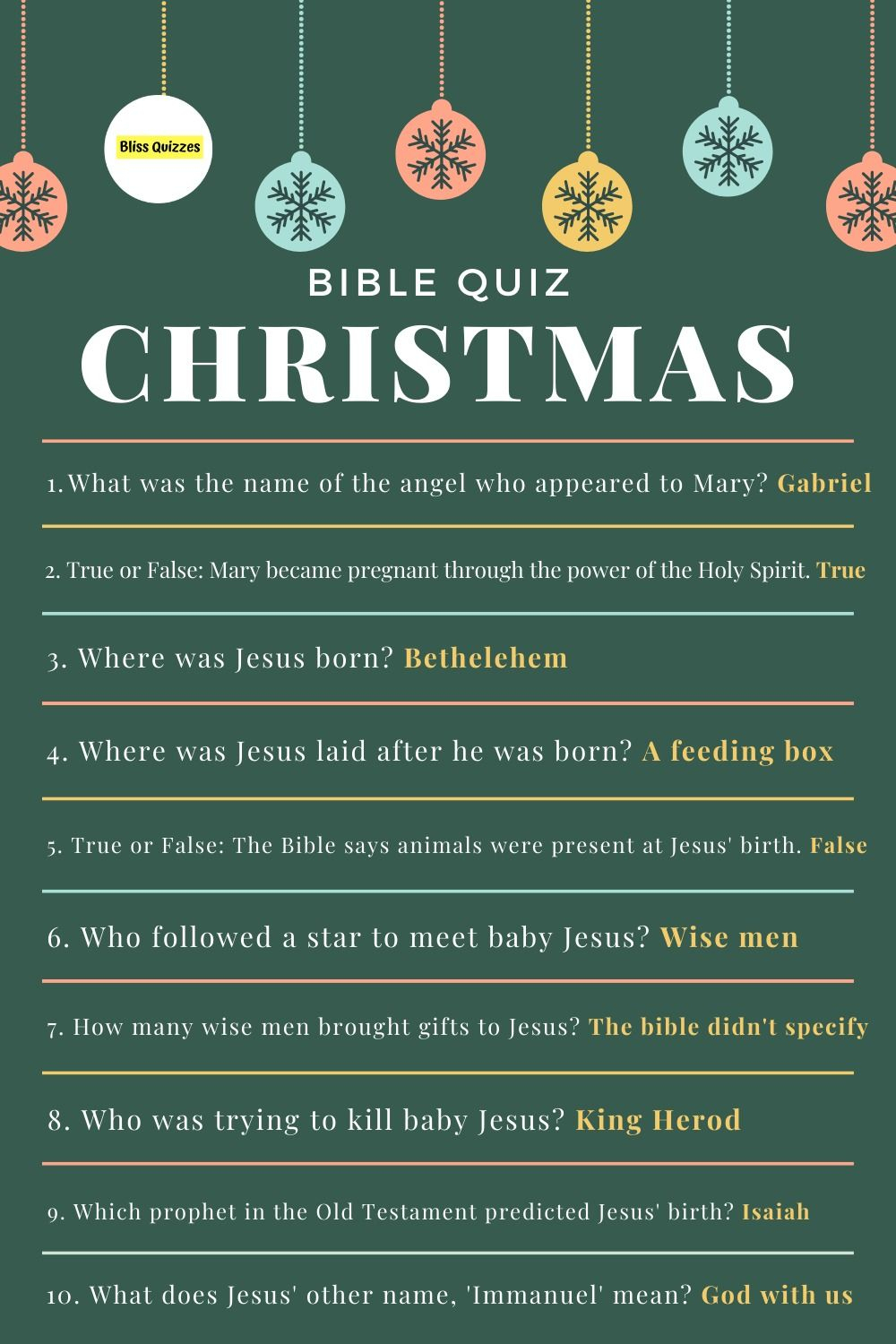 Festive Christmas Bible Trivia - Free Printable Bible Christmas Trivia Games