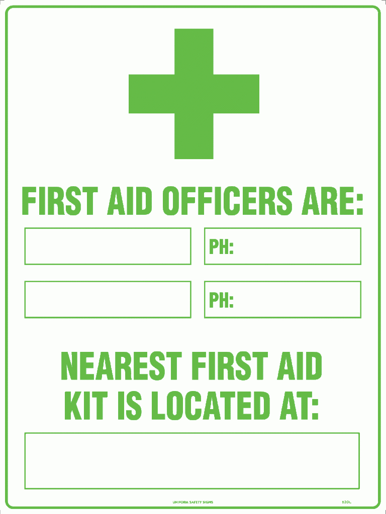 First Aid Officers &amp;amp; Nearest Aid Kit Is Located At Signs - Free Printable First Aid Kit Signs