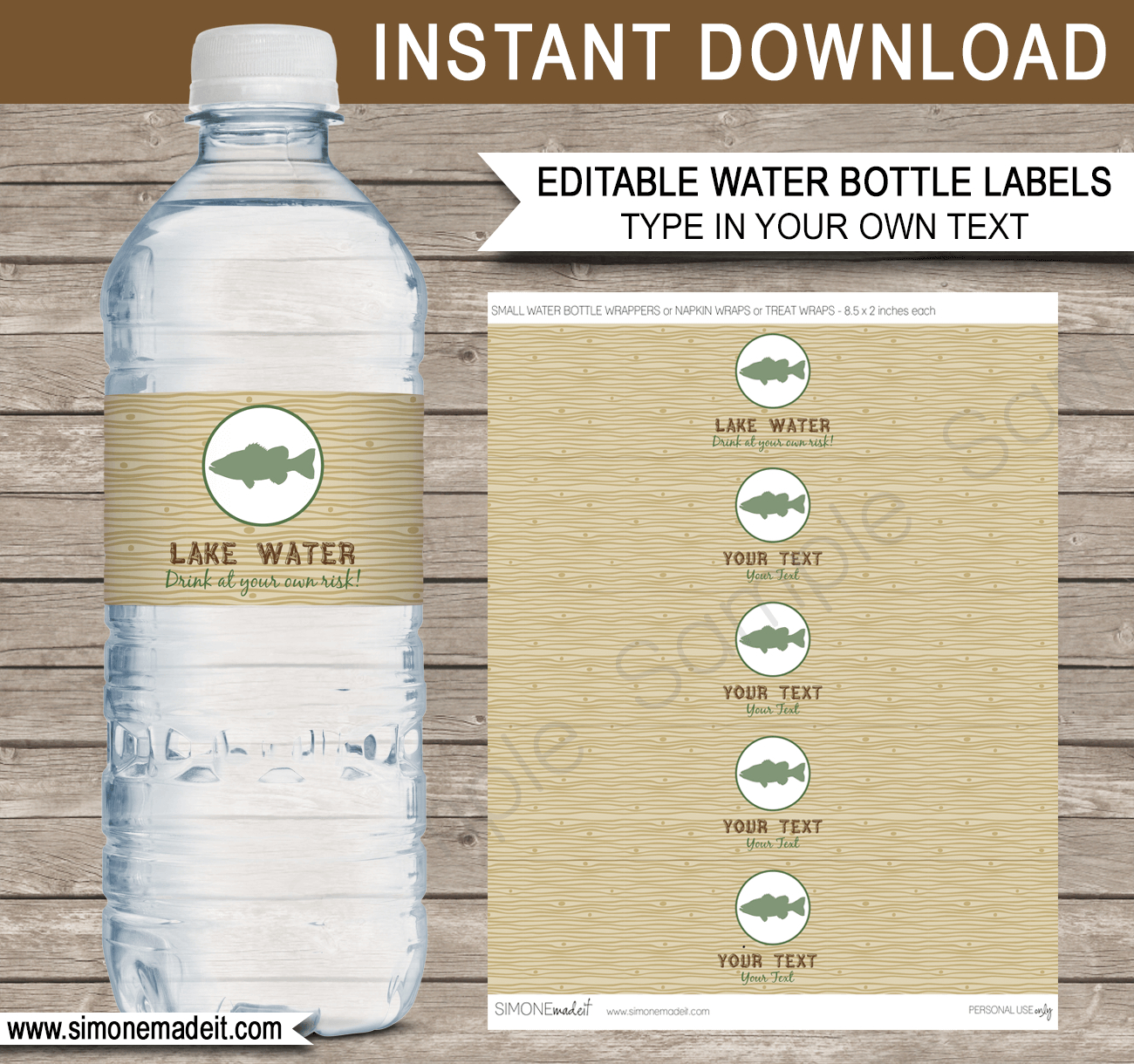 Fishing Party Water Bottle Labels Template - Free Diy Printable Water Bottle Labels