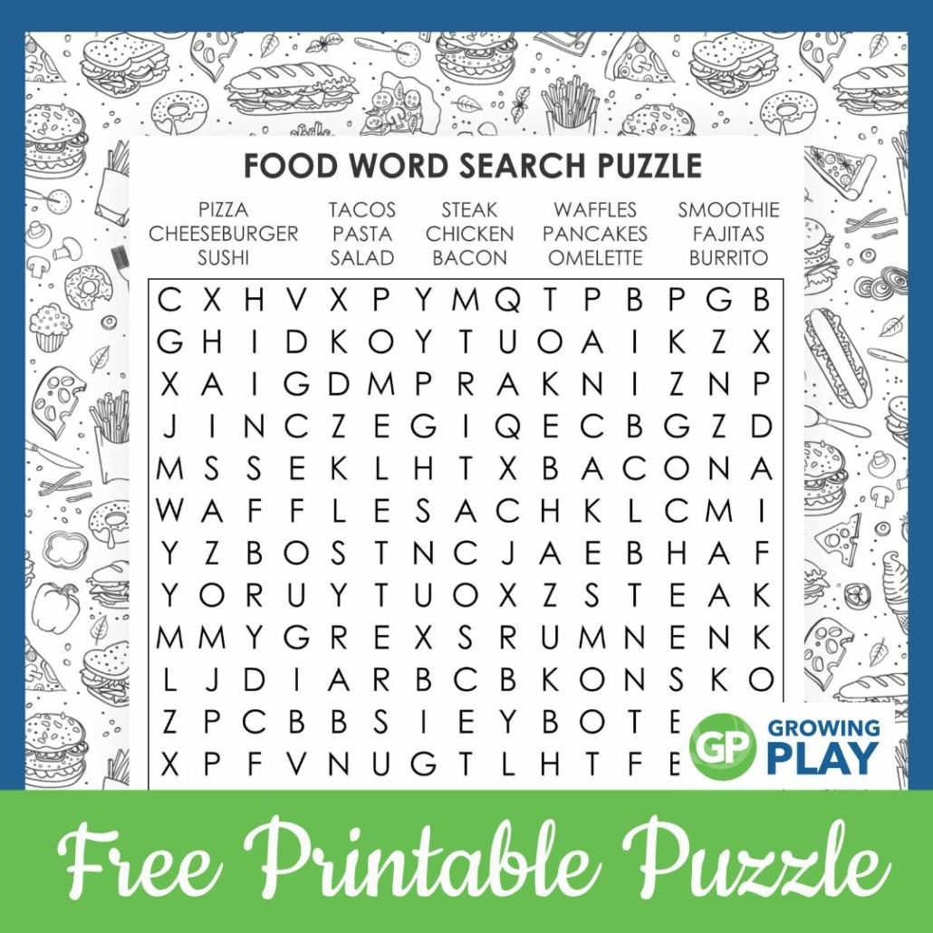 Food Word Search Printable - Free - Growing Play - Free Printable Word Search Puzzles For Middle School Students