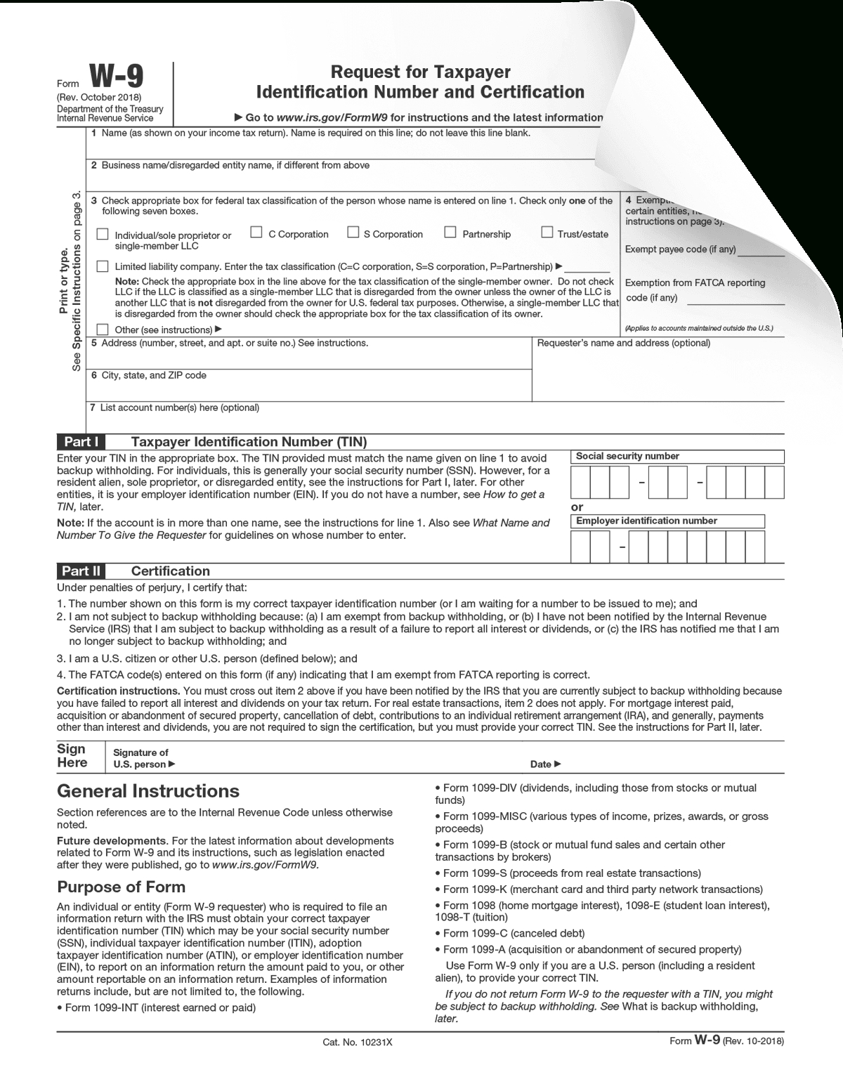 Form W-9 | Form Pros - Printable W-9 Form 2019