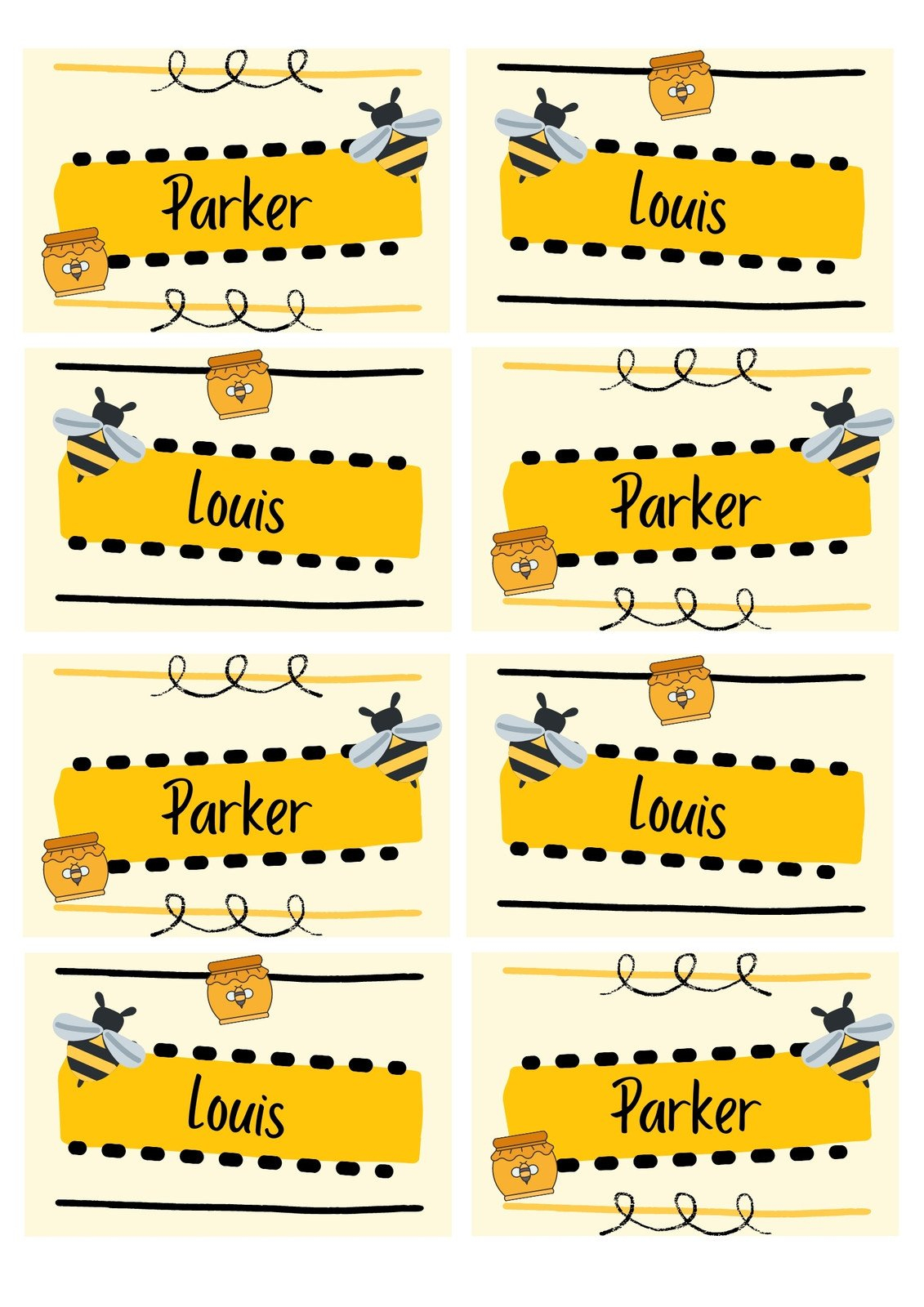 Free And Customizable Bee Templates - Free Printable Bee Name Tags