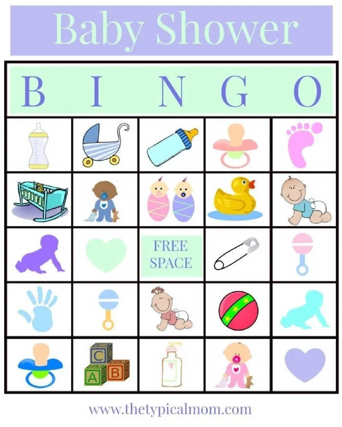 Free Baby Shower Bingo Printable - Free Baby Shower Games - Free Printable Baby Shower Bingo 50 Cards