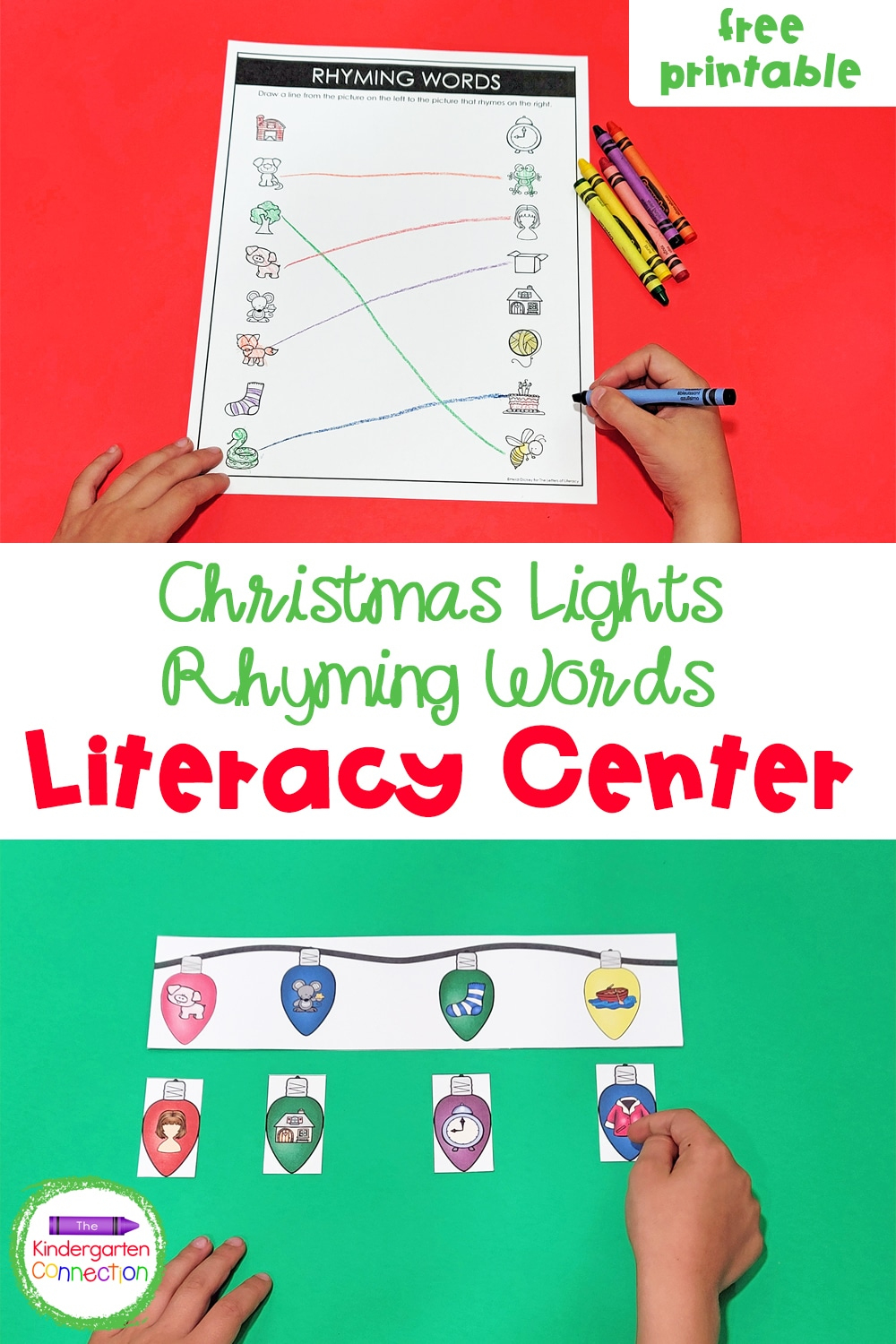 Free Christmas Lights Rhyming Words Activity - Free Printable Christmas Rhyming Worksheets